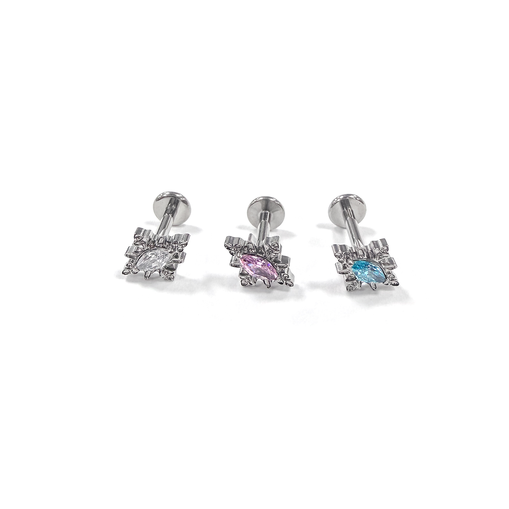 F136 Titanium Marquise Prism Ear Stud Helix Cartilage Piercing