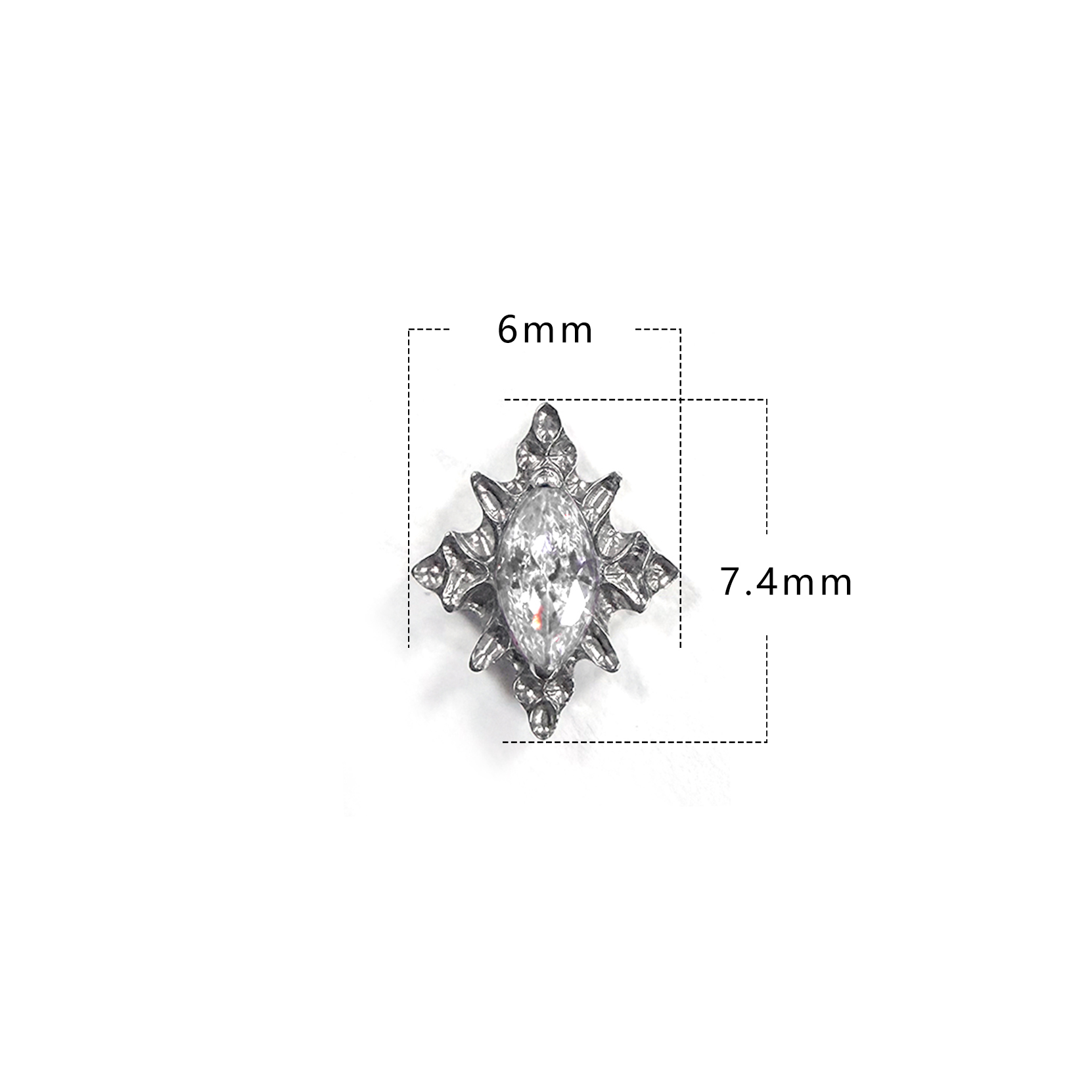 F136 Titanium Marquise Prism Ear Stud Helix Cartilage Piercing