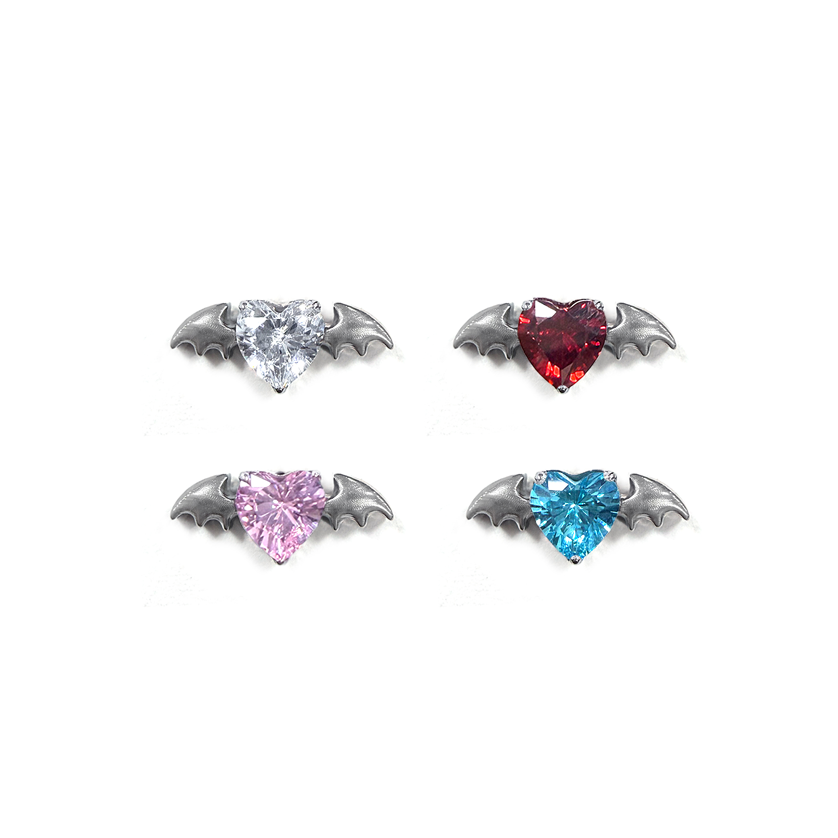 F136 Titanium Heart Bat Ear Stud Helix Cartilage Piercing