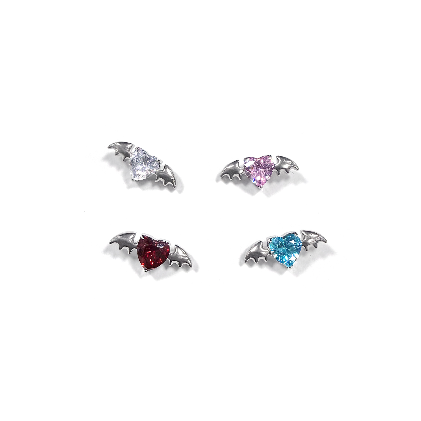 F136 Titanium Heart Bat Ear Stud Helix Cartilage Piercing