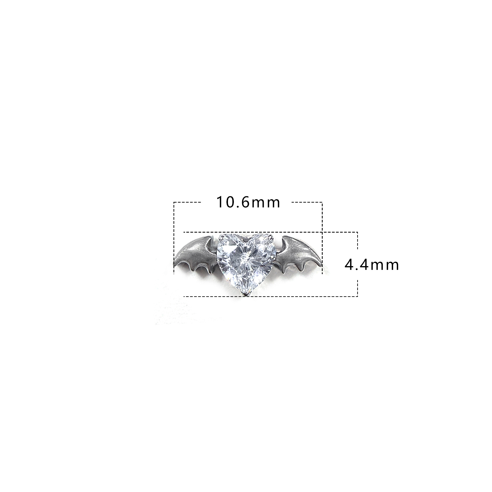 F136 Titanium Heart Bat Ear Stud Helix Cartilage Piercing