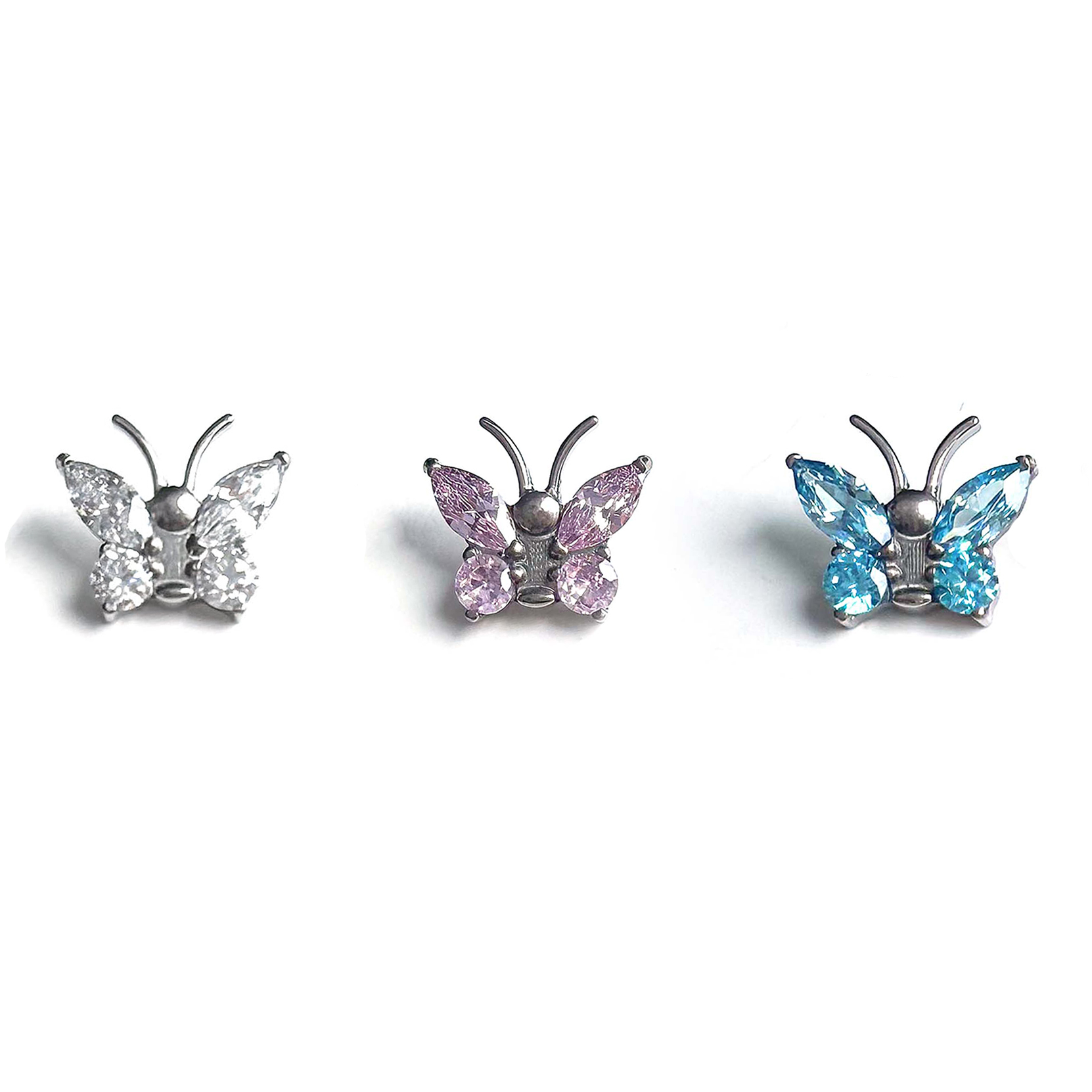 F136 Titanium Marquise Antenna Butterfly Ear Stud Helix Cartilage Piercing