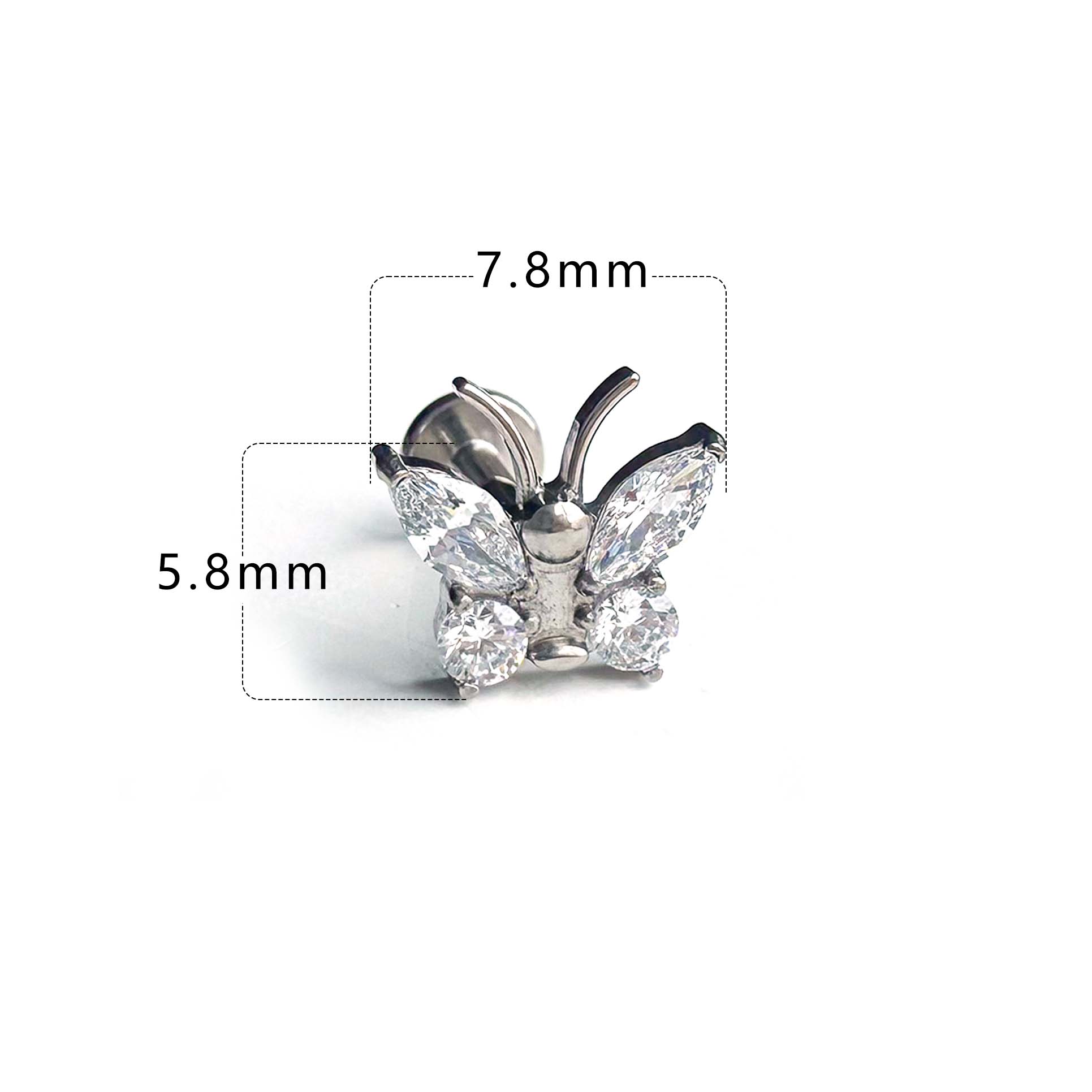 F136 Titanium Marquise Antenna Butterfly Ear Stud Helix Cartilage Piercing