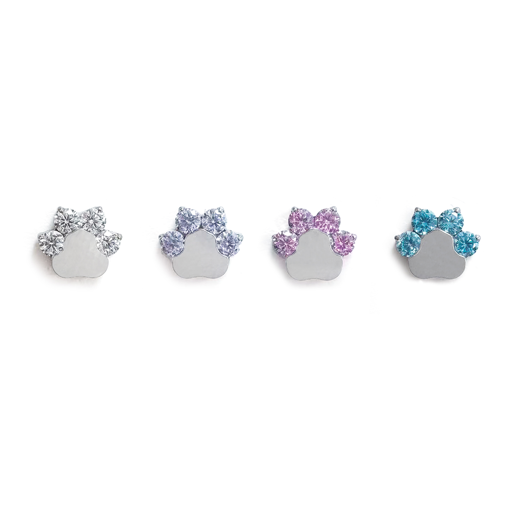 F136 Titanium Cat Paw CZ Ear Stud Helix Cartilage Piercing