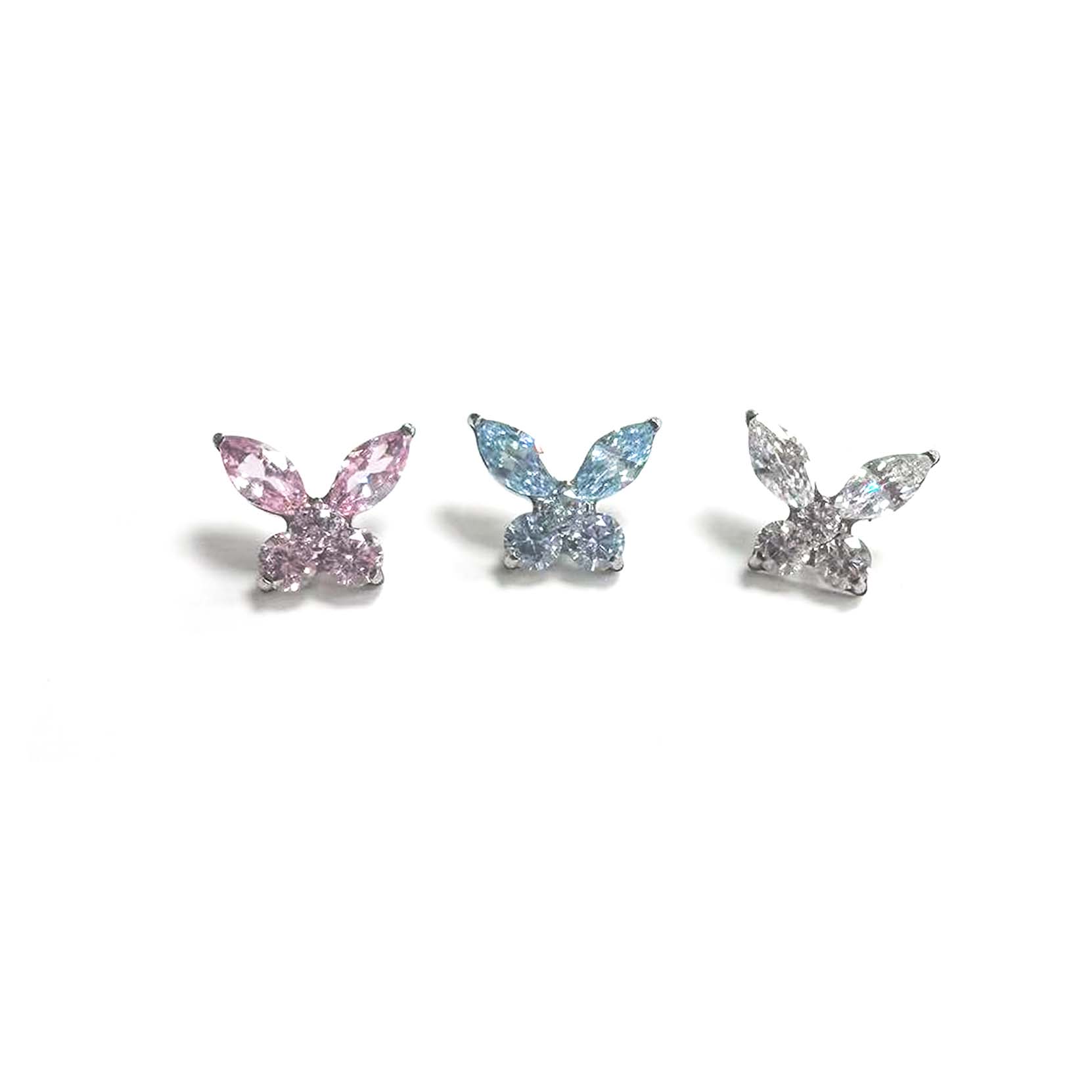 F136 Titanium 5-Stone Butterfly Ear Stud Helix Cartilage Piercing