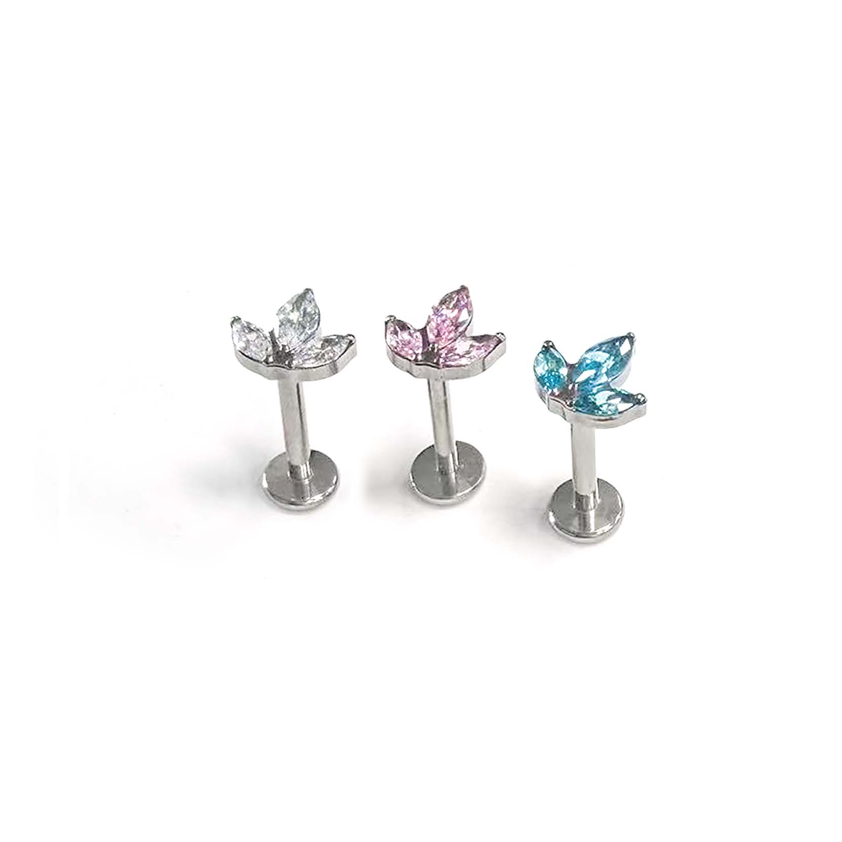 F136 Titanium Three-Leaf Marquise Ear Stud Helix Cartilage Piercing