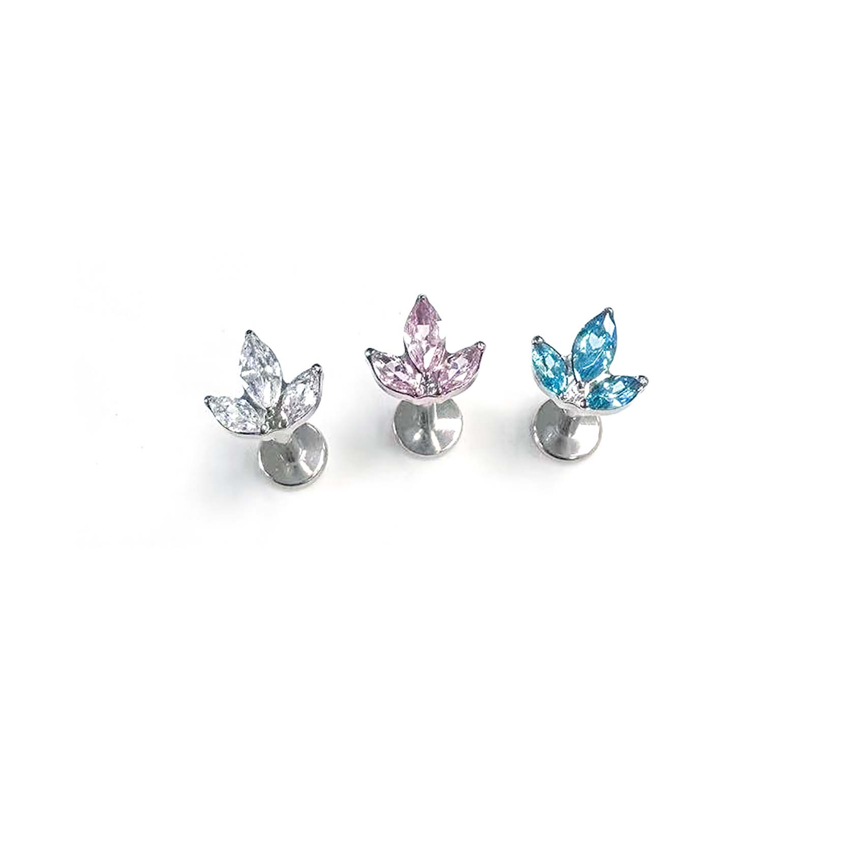 F136 Titanium Three-Leaf Marquise Ear Stud Helix Cartilage Piercing
