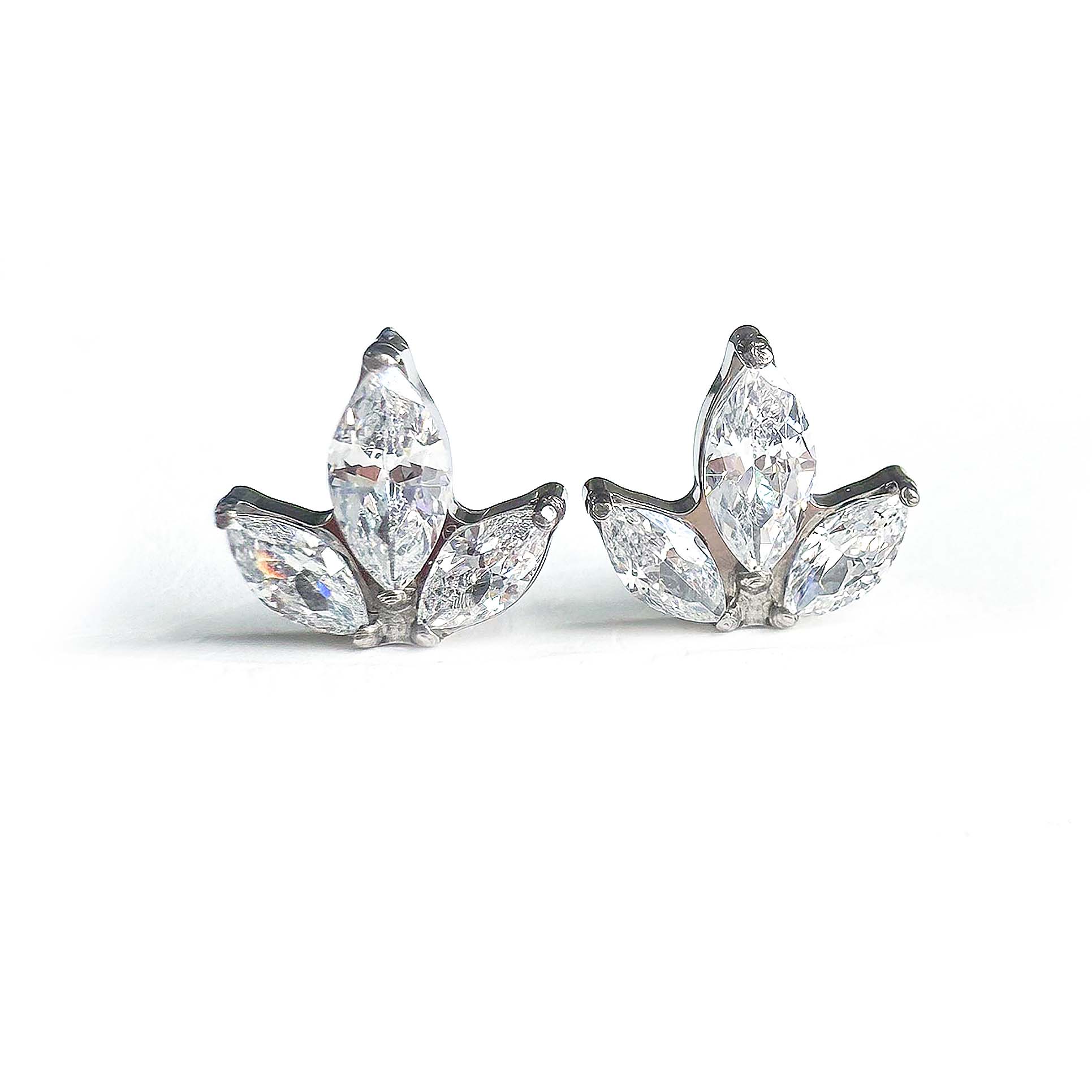 F136 Titanium Three-Leaf Marquise Ear Stud Helix Cartilage Piercing