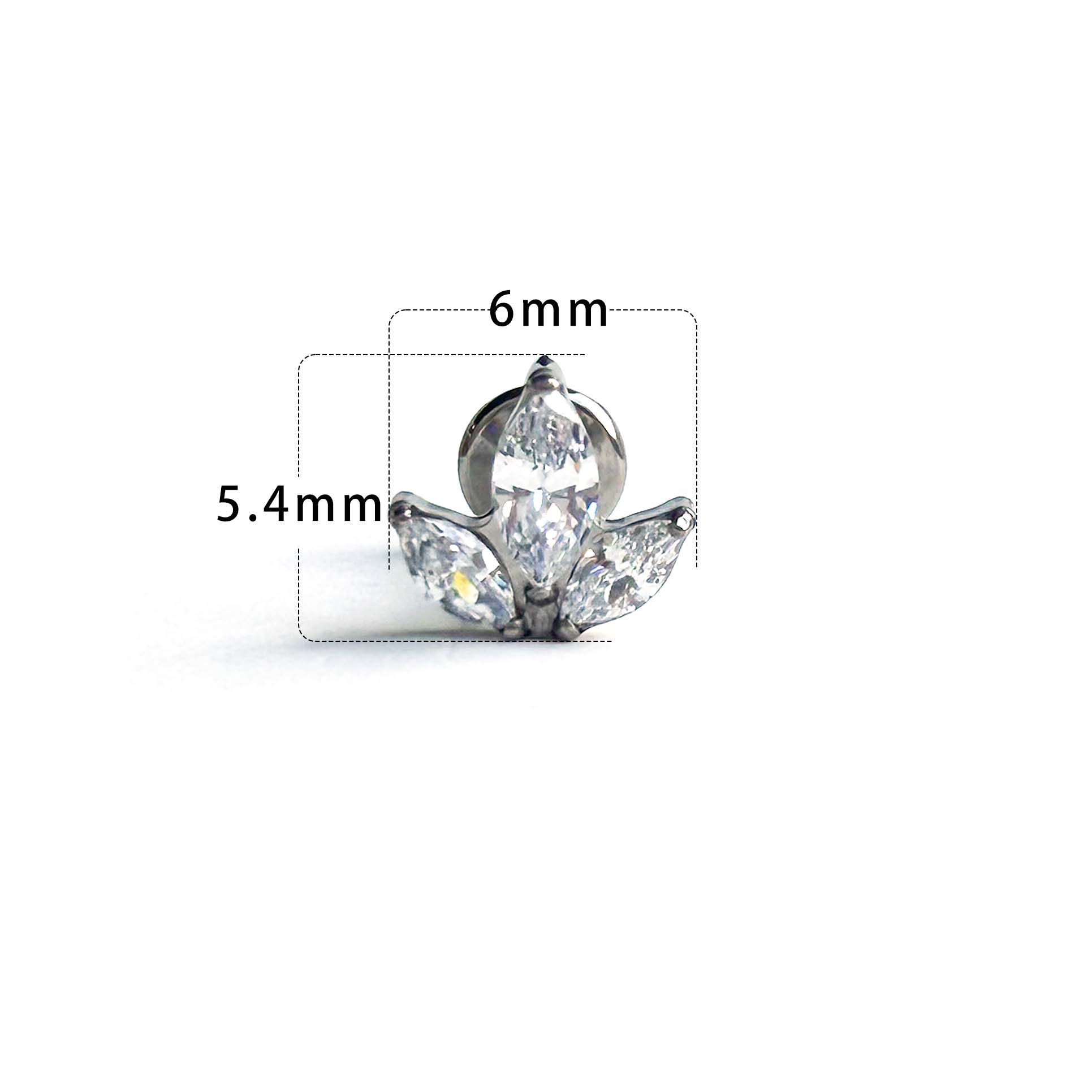 F136 Titanium Three-Leaf Marquise Ear Stud Helix Cartilage Piercing