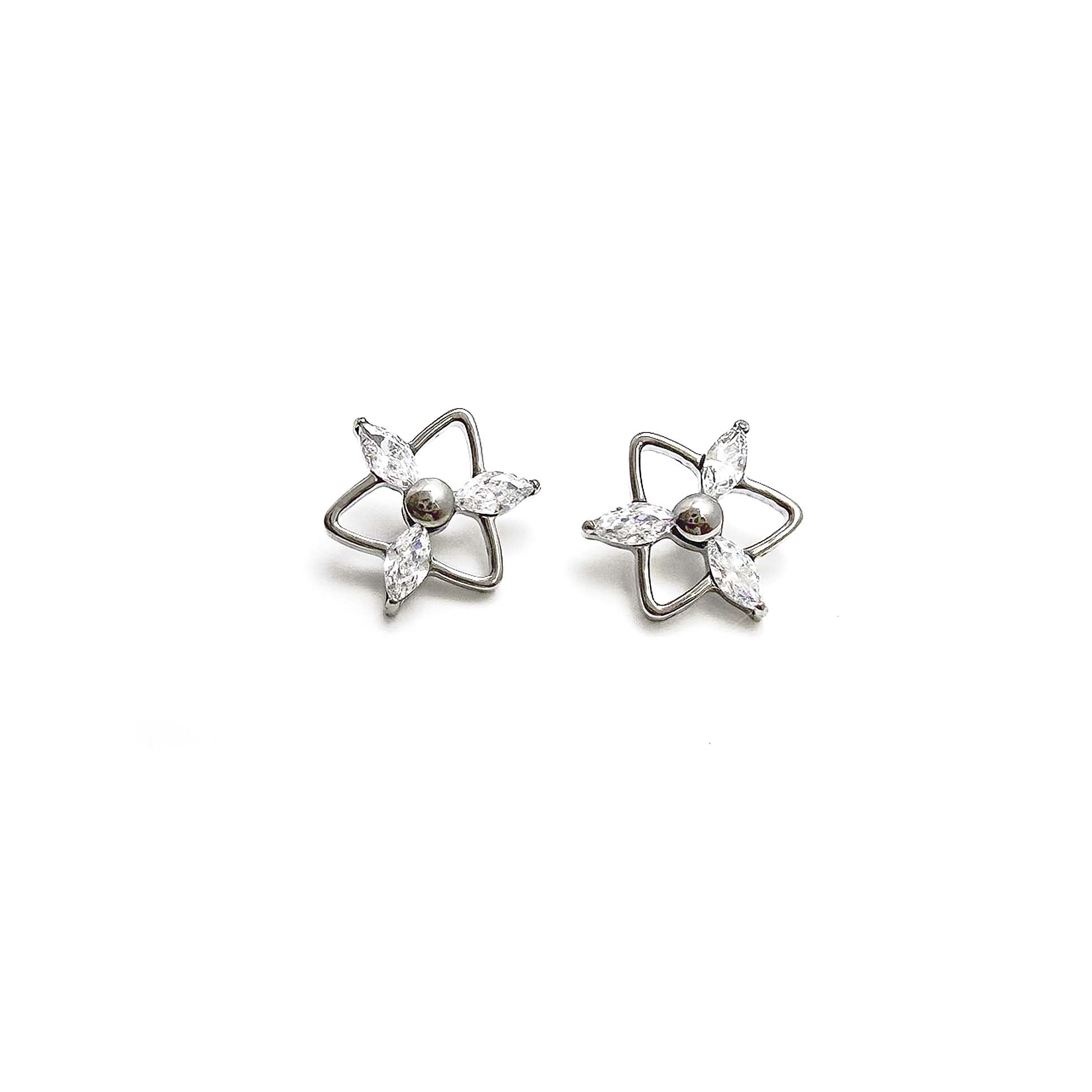 F136 Titanium Triangle Flower Ear Stud Helix Cartilage Piercing