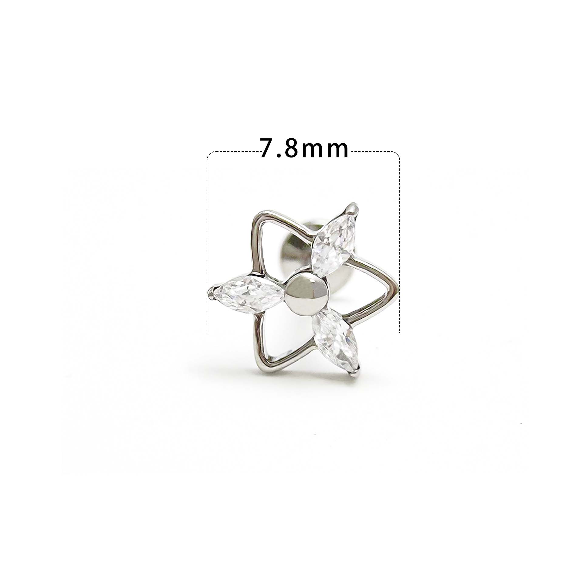 F136 Titanium Triangle Flower Ear Stud Helix Cartilage Piercing
