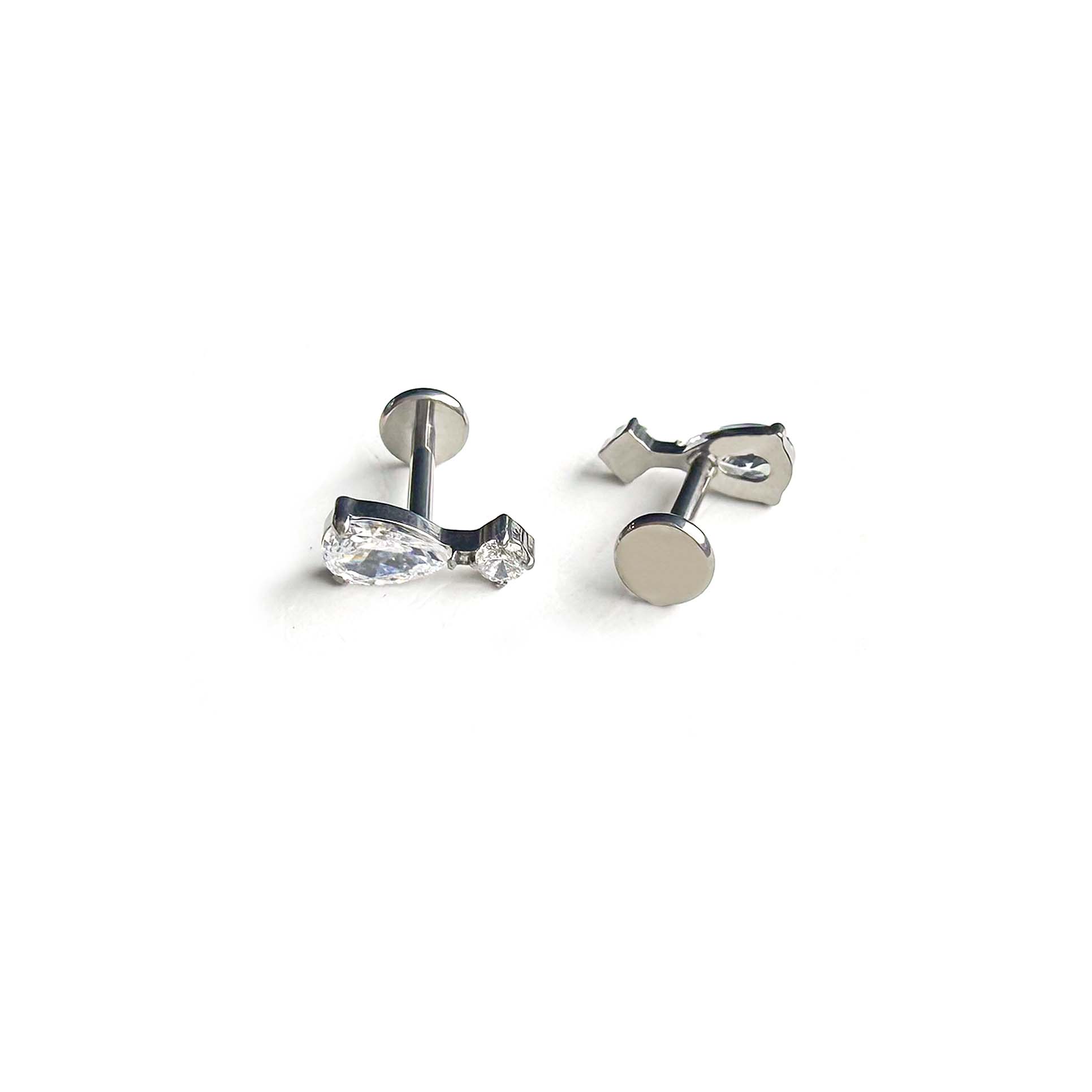 F136 Titanium CZ Teardrop Ear Stud Helix Cartilage Piercing