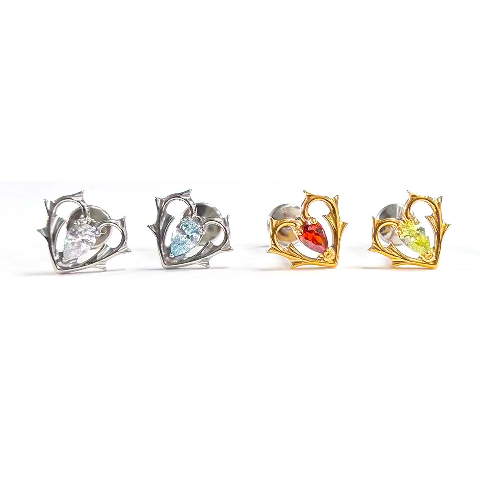 F136 Titanium Thorn Heart Ear Stud Helix Cartilage Piercing