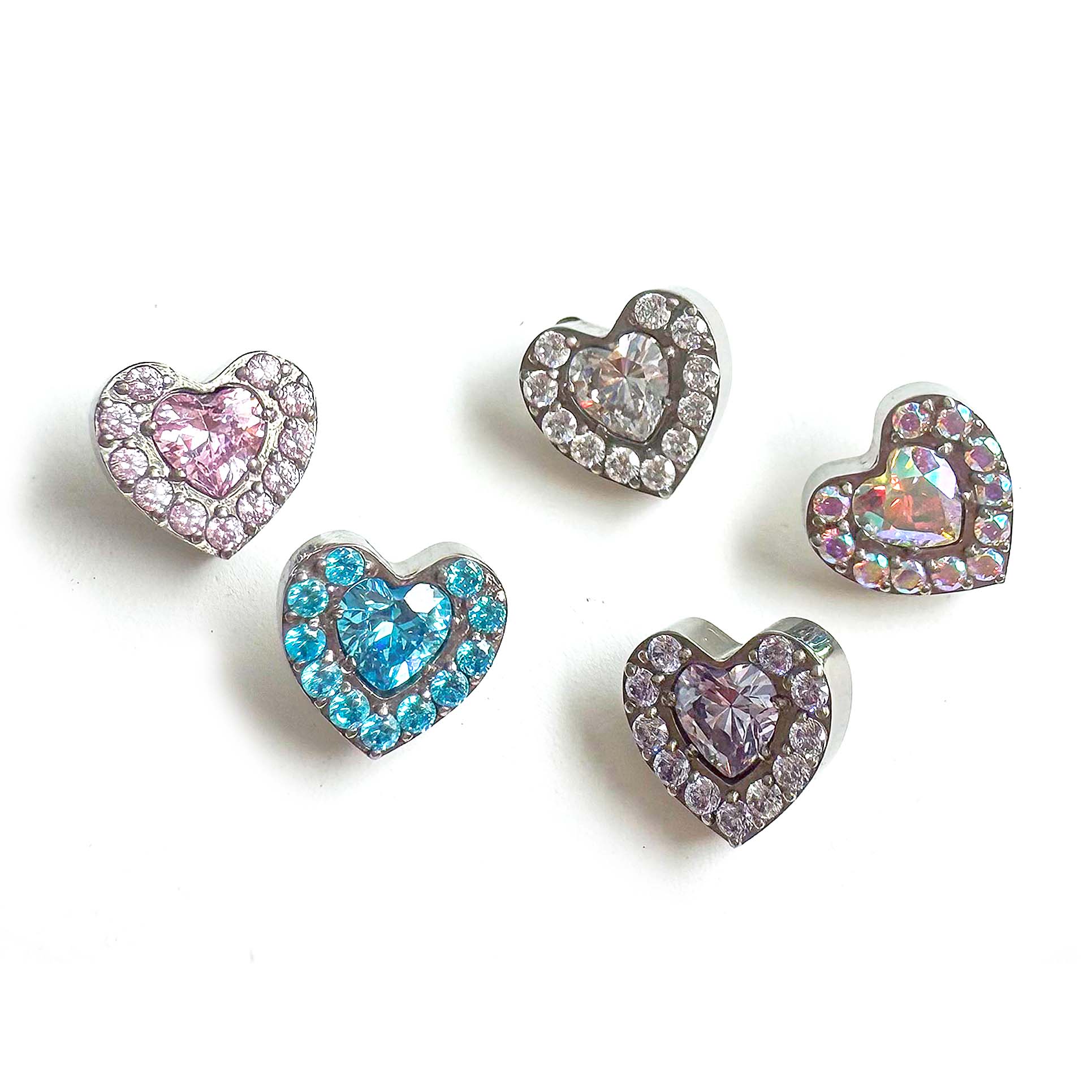 F136 Titanium Multicolor Heart Ear Stud Helix Cartilage Piercing