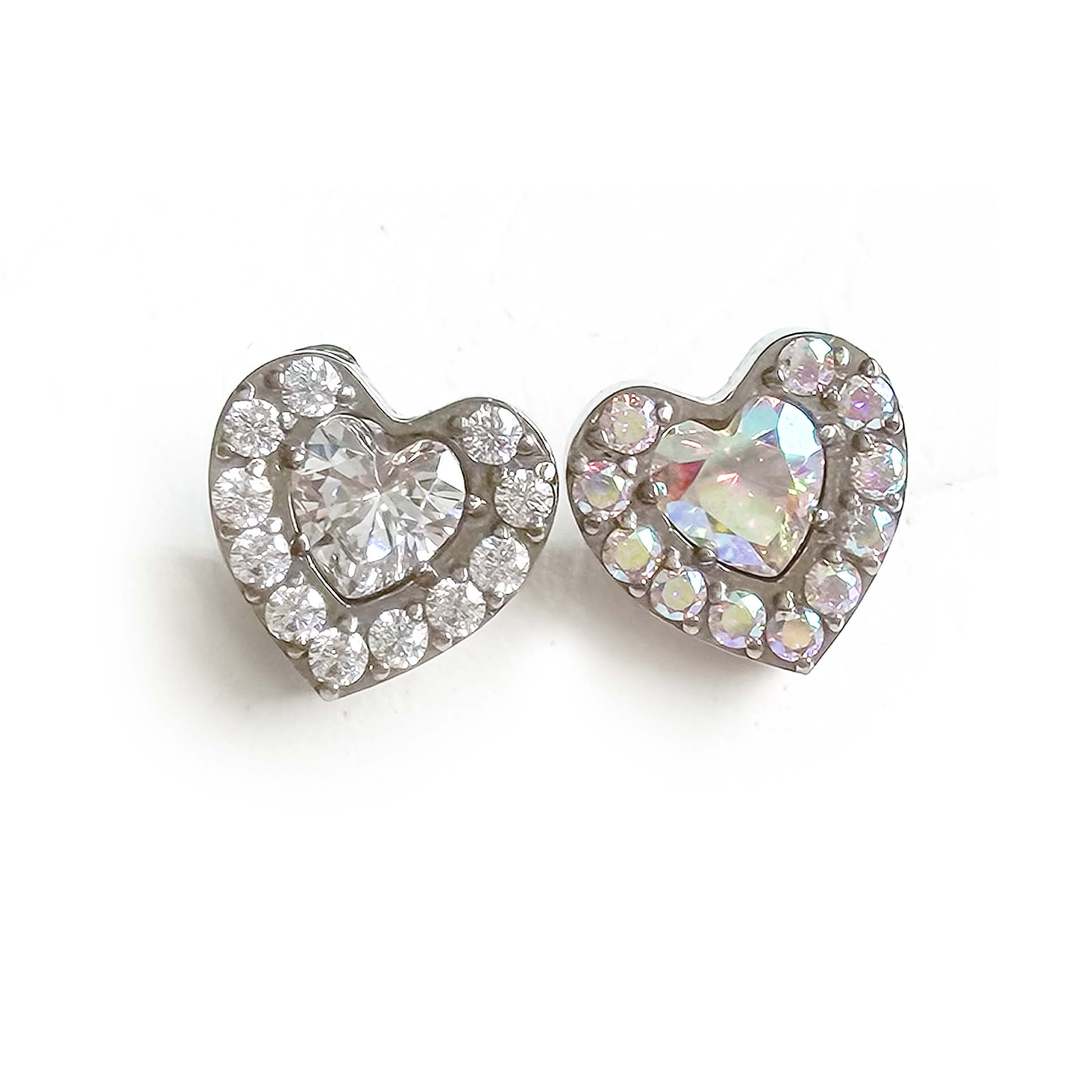 F136 Titanium Multicolor Heart Ear Stud Helix Cartilage Piercing