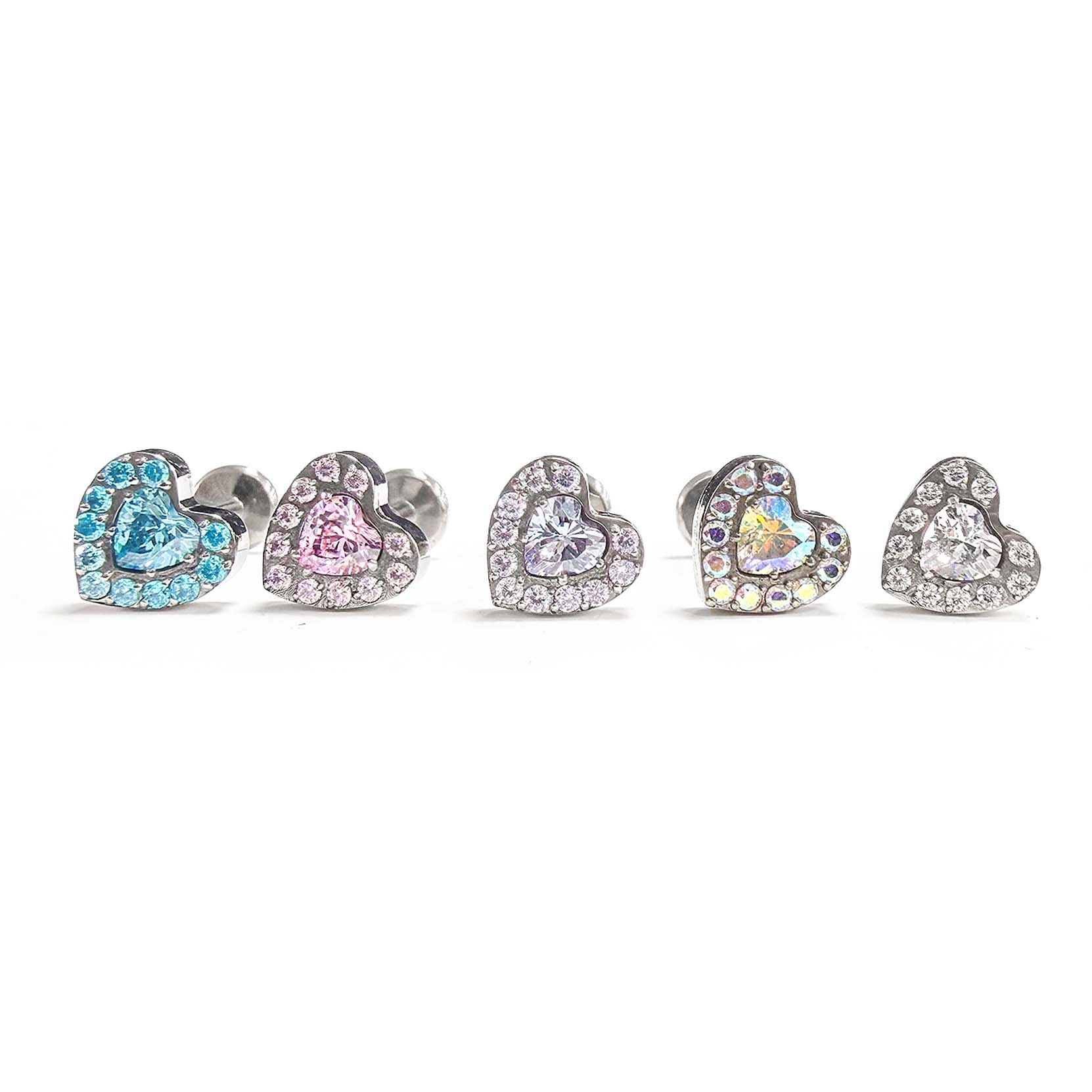 F136 Titanium Multicolor Heart Ear Stud Helix Cartilage Piercing