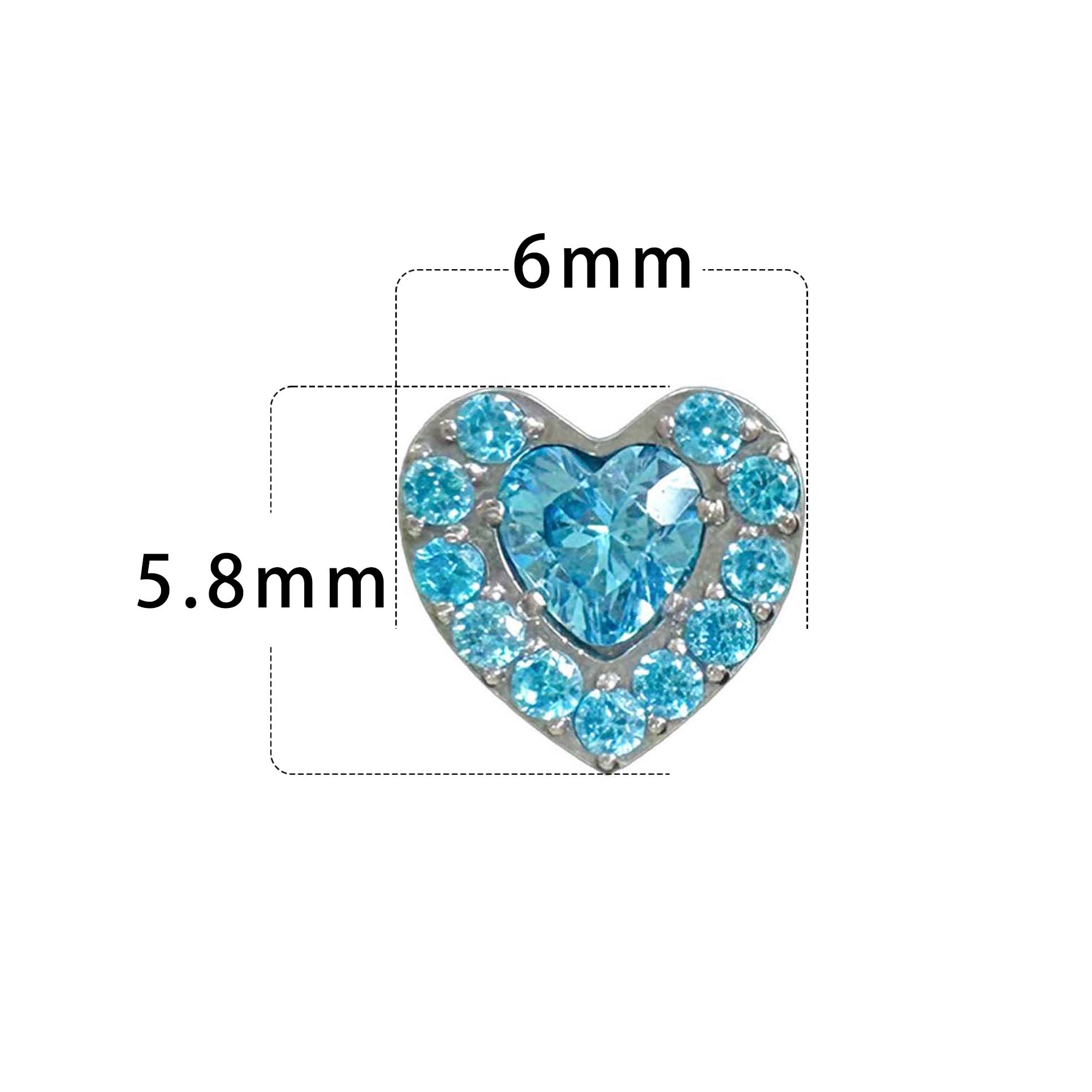 F136 Titanium Multicolor Heart Ear Stud Helix Cartilage Piercing