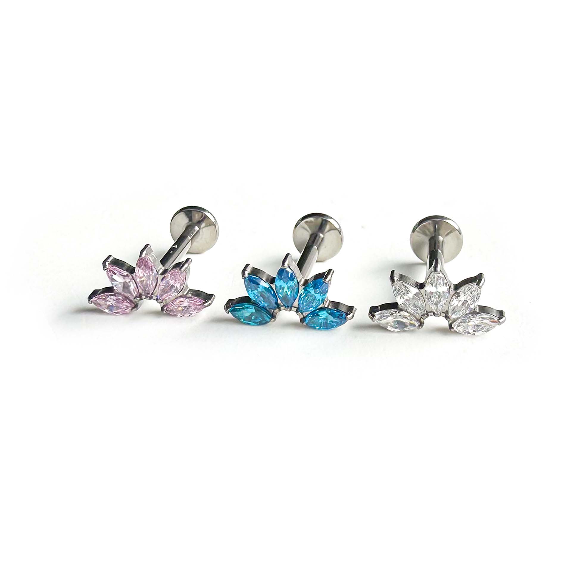 F136 Titanium Five Marquise Ear Stud Helix Cartilage Piercing