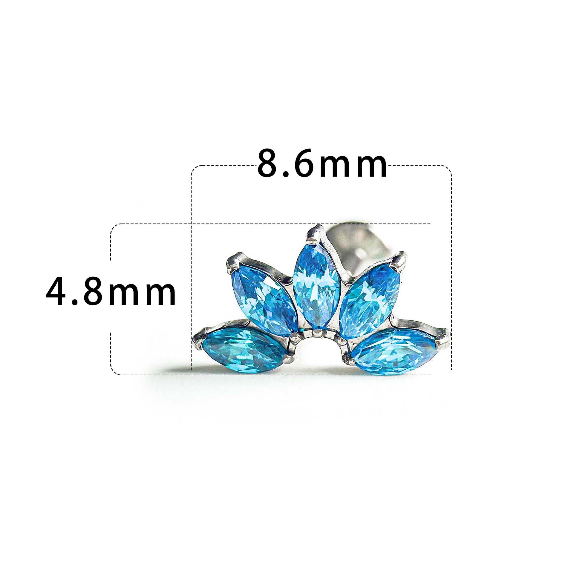 F136 Titanium Five Marquise Ear Stud Helix Cartilage Piercing