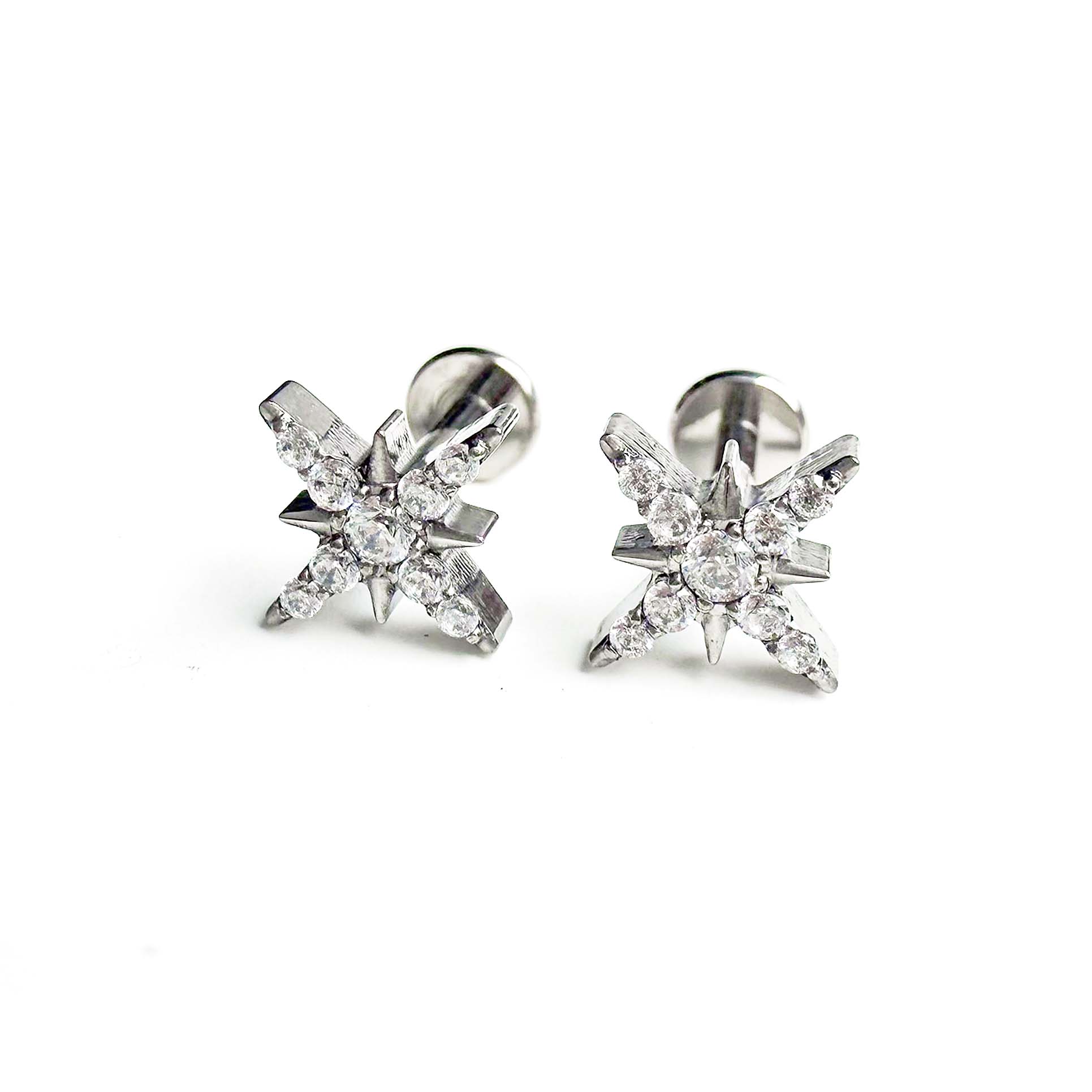 F136 Titanium 8-Point Star Ear Stud Helix Cartilage Piercing