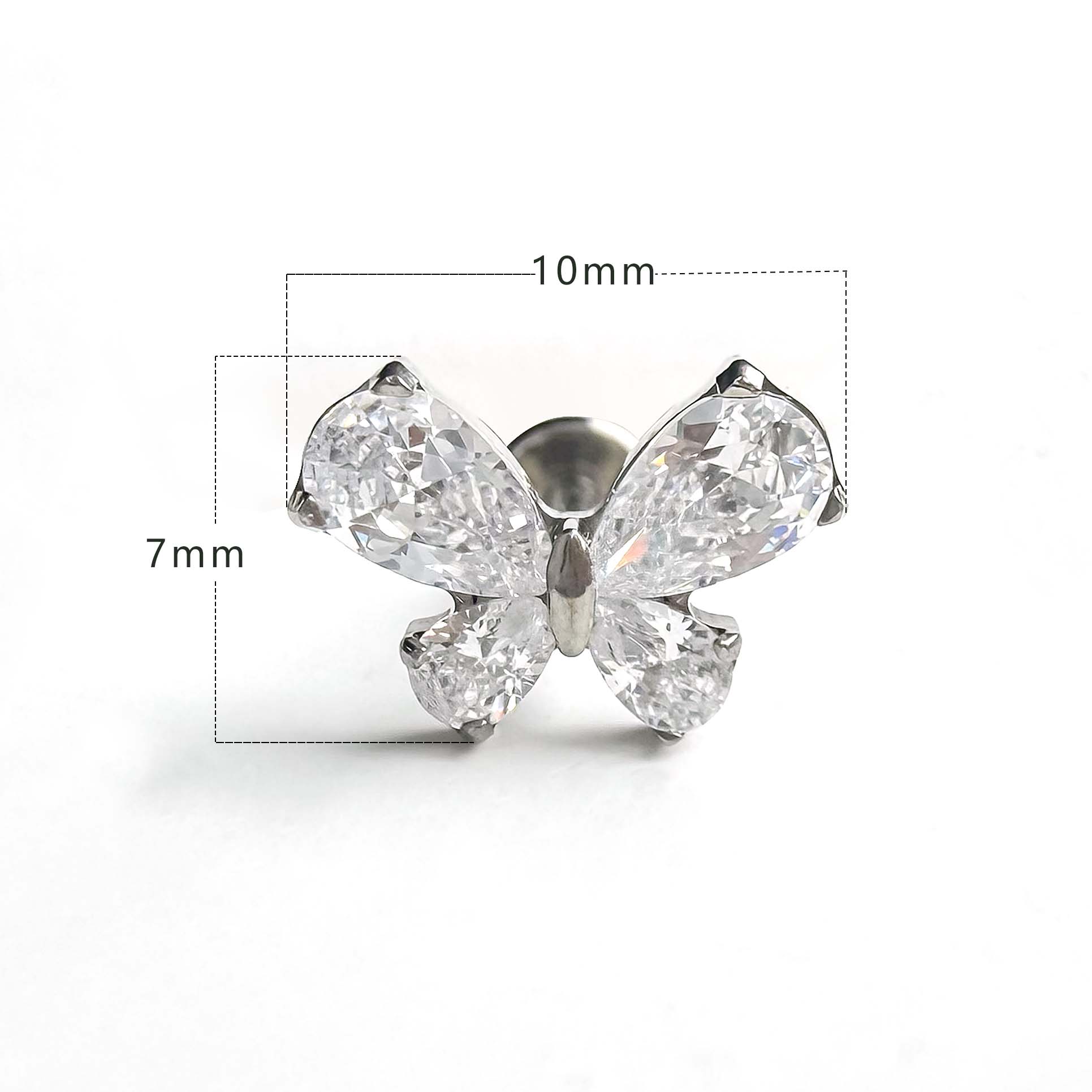 F136 Titanium Teardrop Butterfly Ear Stud Helix Cartilage Piercing