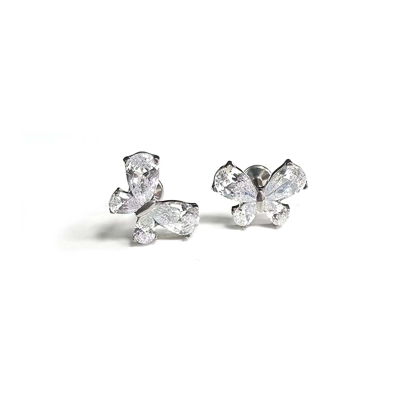 F136 Titanium Teardrop Butterfly Ear Stud Helix Cartilage Piercing