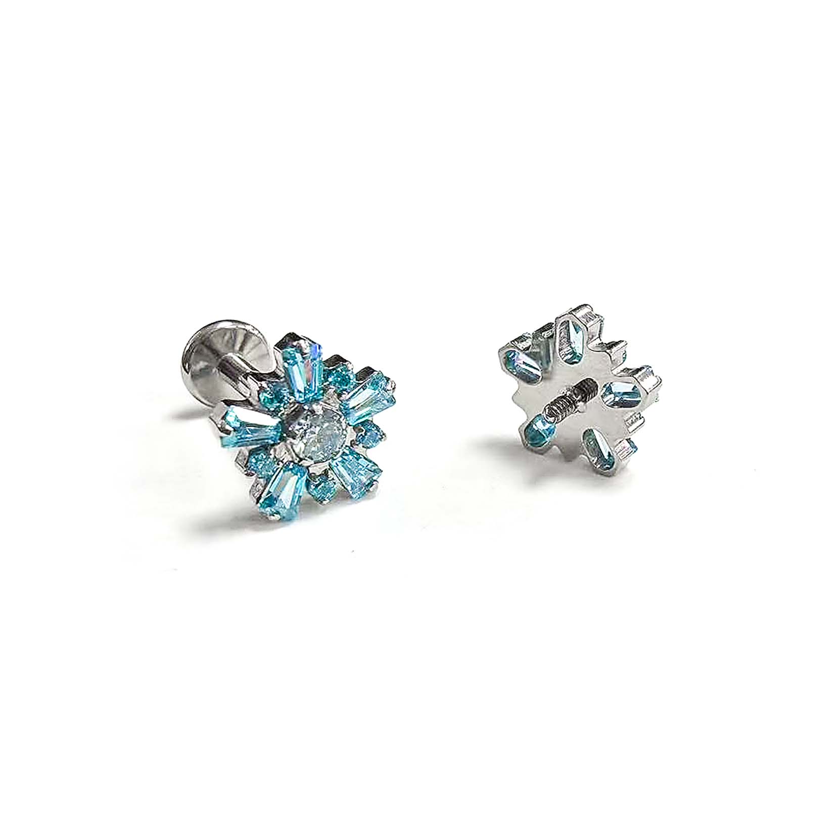 F136 Titanium Gradient Snowflake Ear Stud Helix Cartilage Piercing