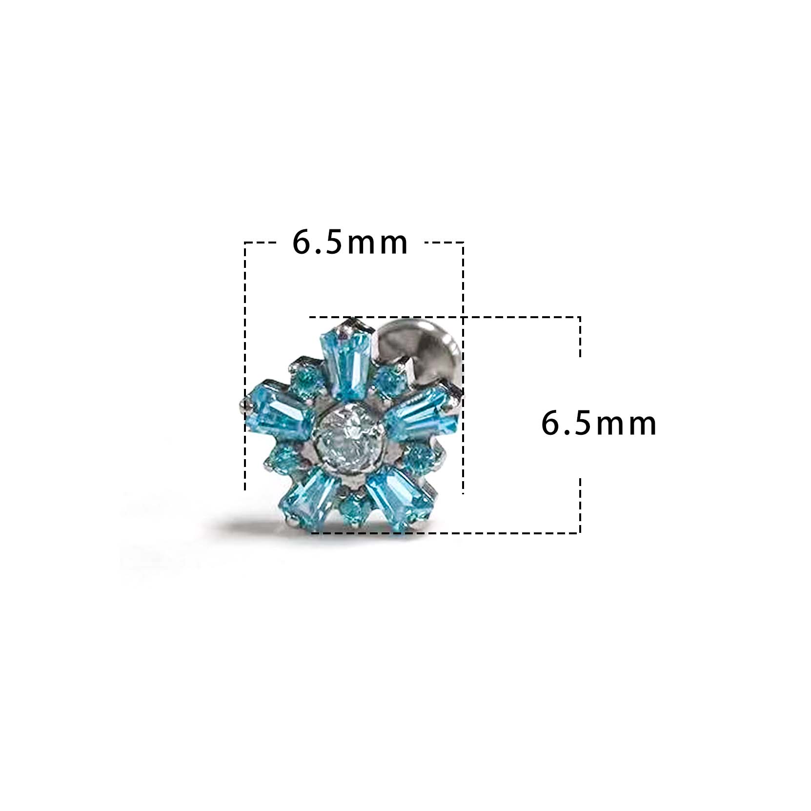 F136 Titanium Gradient Snowflake Ear Stud Helix Cartilage Piercing