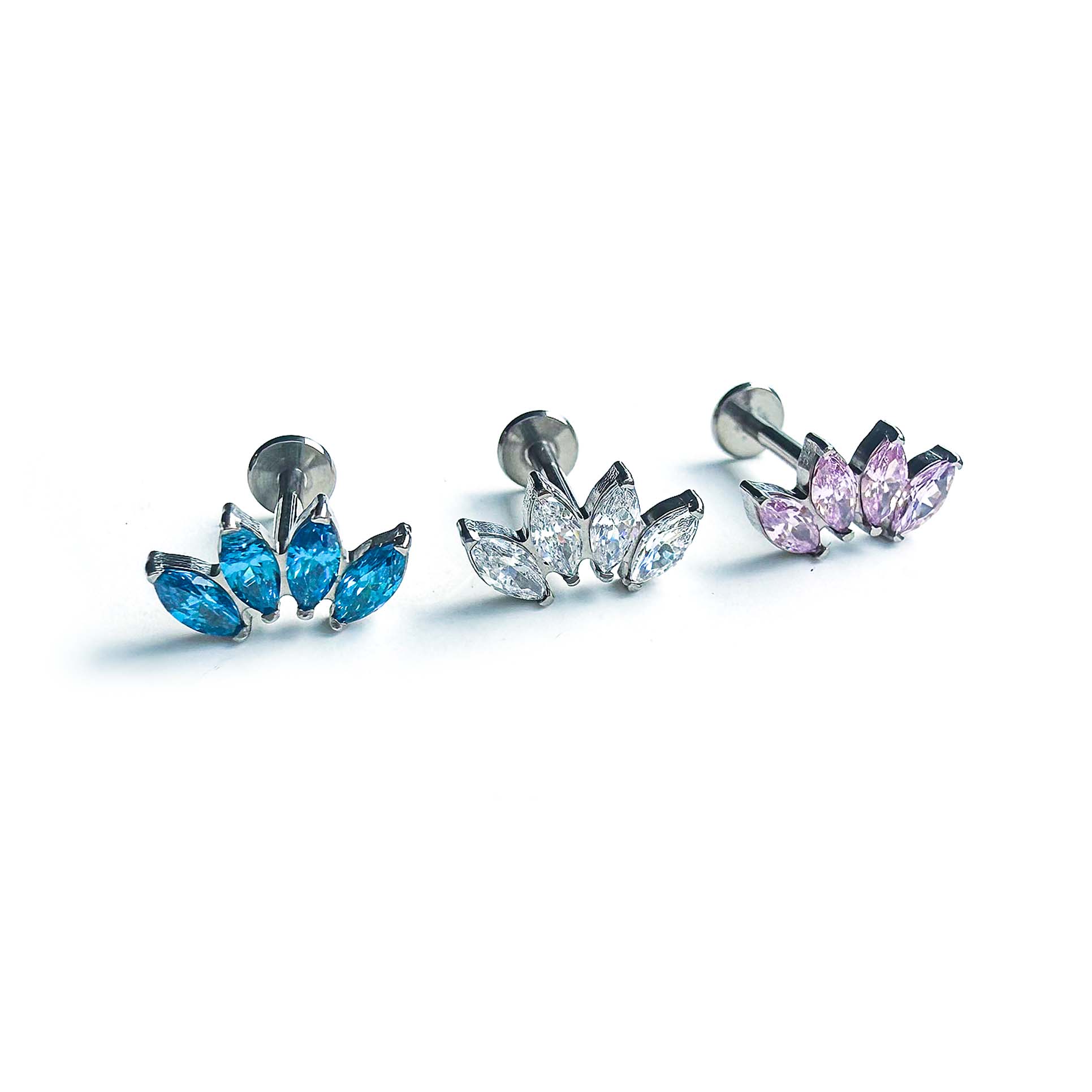 F136 Titanium Four Marquise Ear Stud Helix Cartilage Piercing