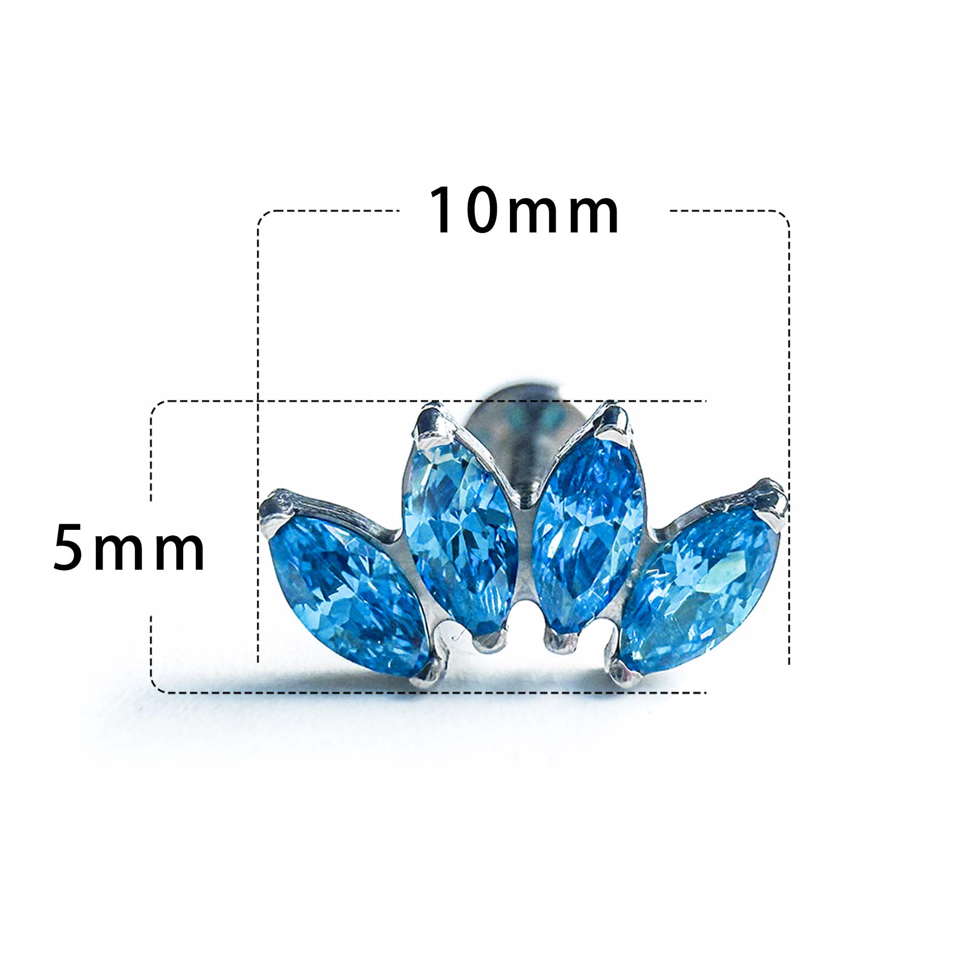 F136 Titanium Four Marquise Ear Stud Helix Cartilage Piercing