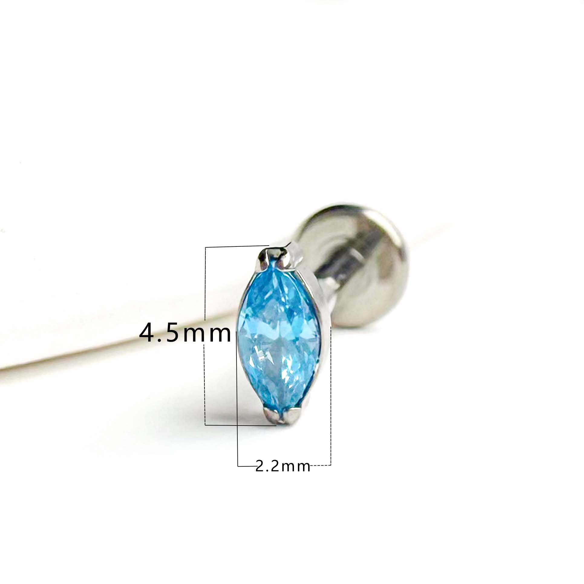 F136 Titanium Marquise Ear Stud Helix Cartilage Piercing