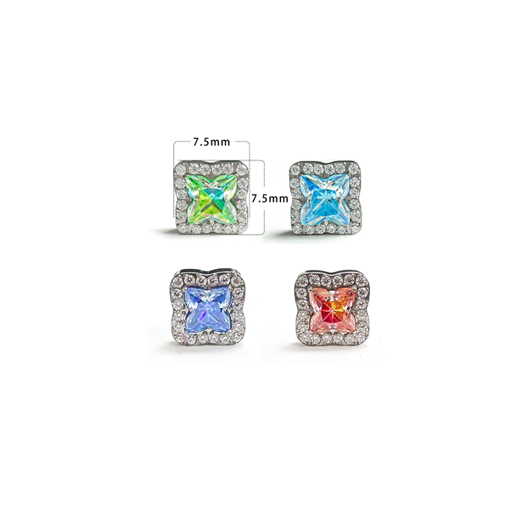 F136 Titanium Paved Clover Ear Stud Helix Cartilage Piercing