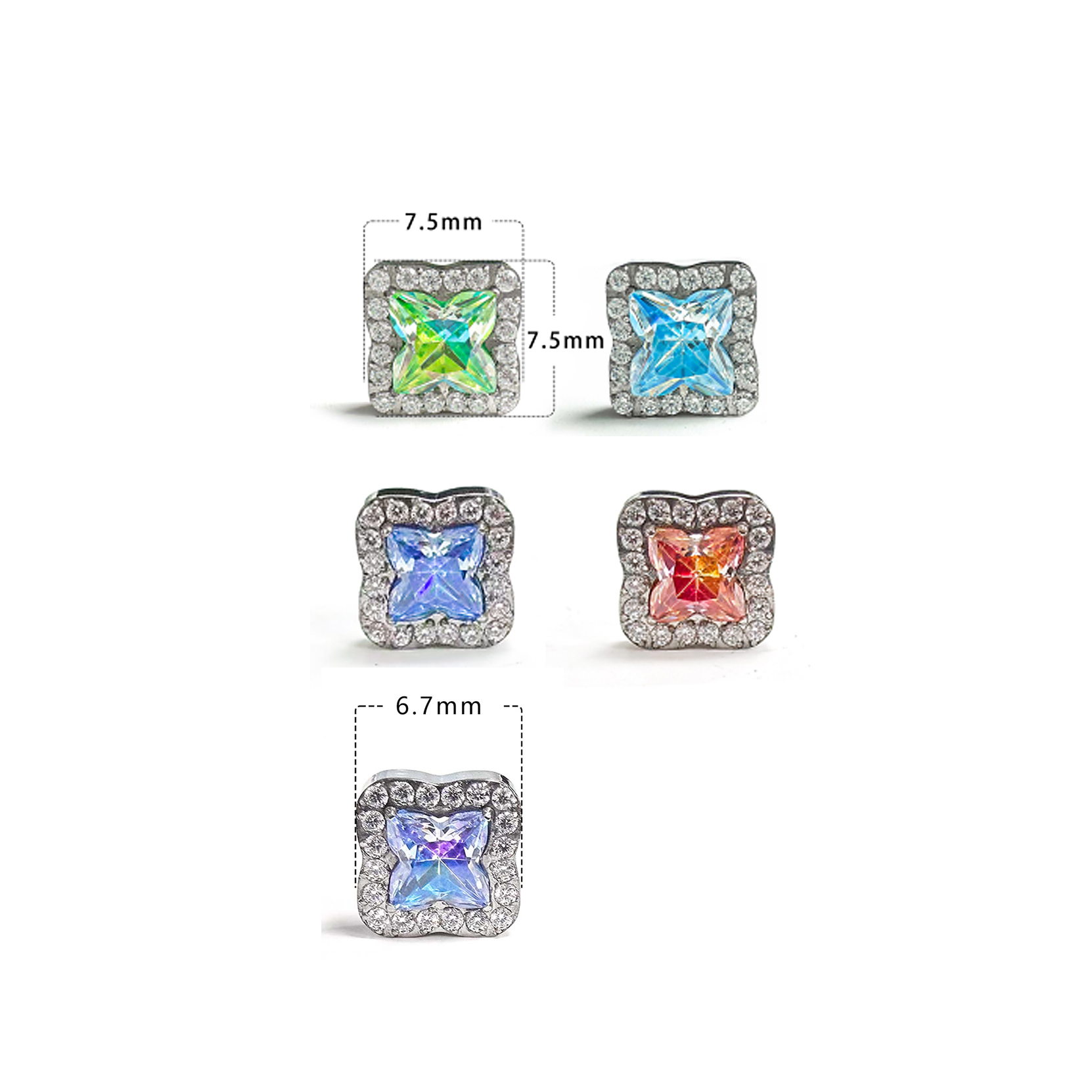 F136 Titanium Paved Clover Ear Stud Helix Cartilage Piercing