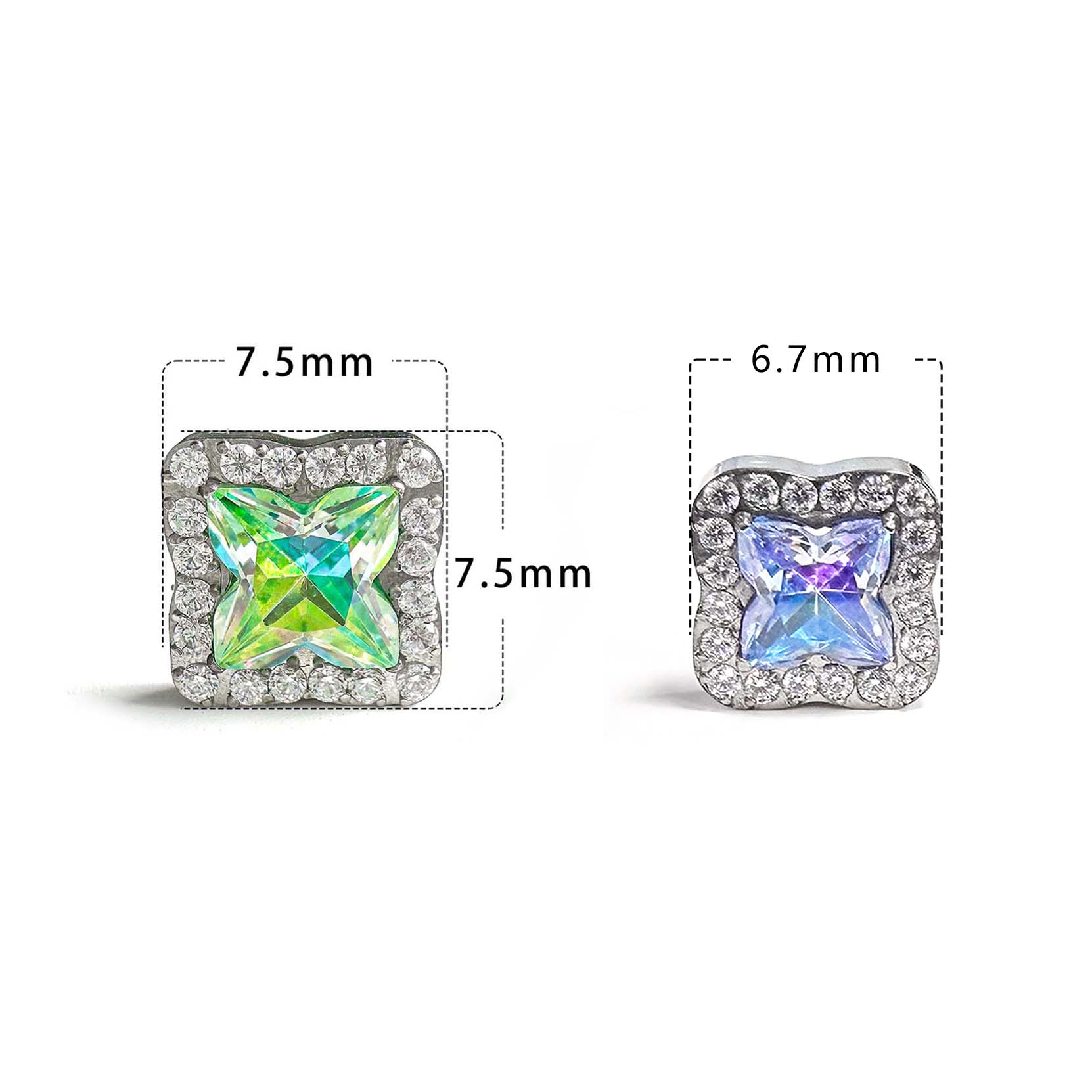 F136 Titanium Paved Clover Ear Stud Helix Cartilage Piercing