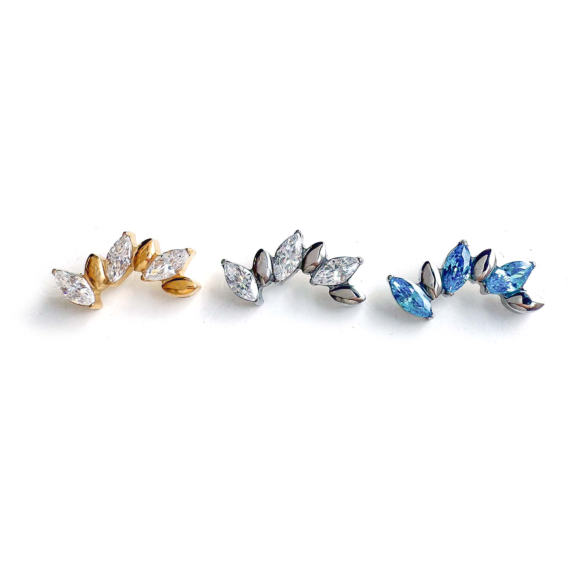 F136 Titanium Patchwork Marquise Ear Stud Helix Cartilage Piercing