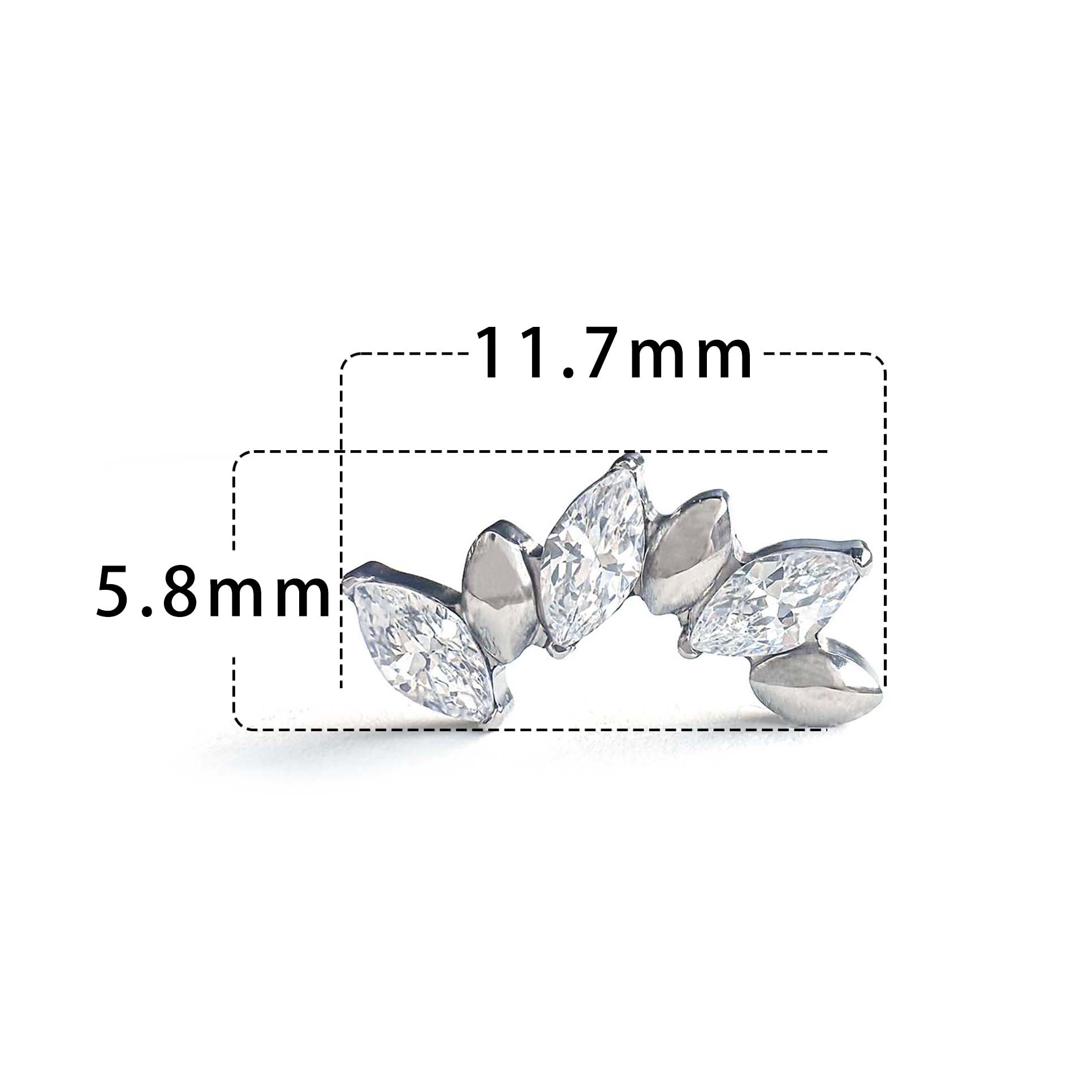F136 Titanium Patchwork Marquise Ear Stud Helix Cartilage Piercing