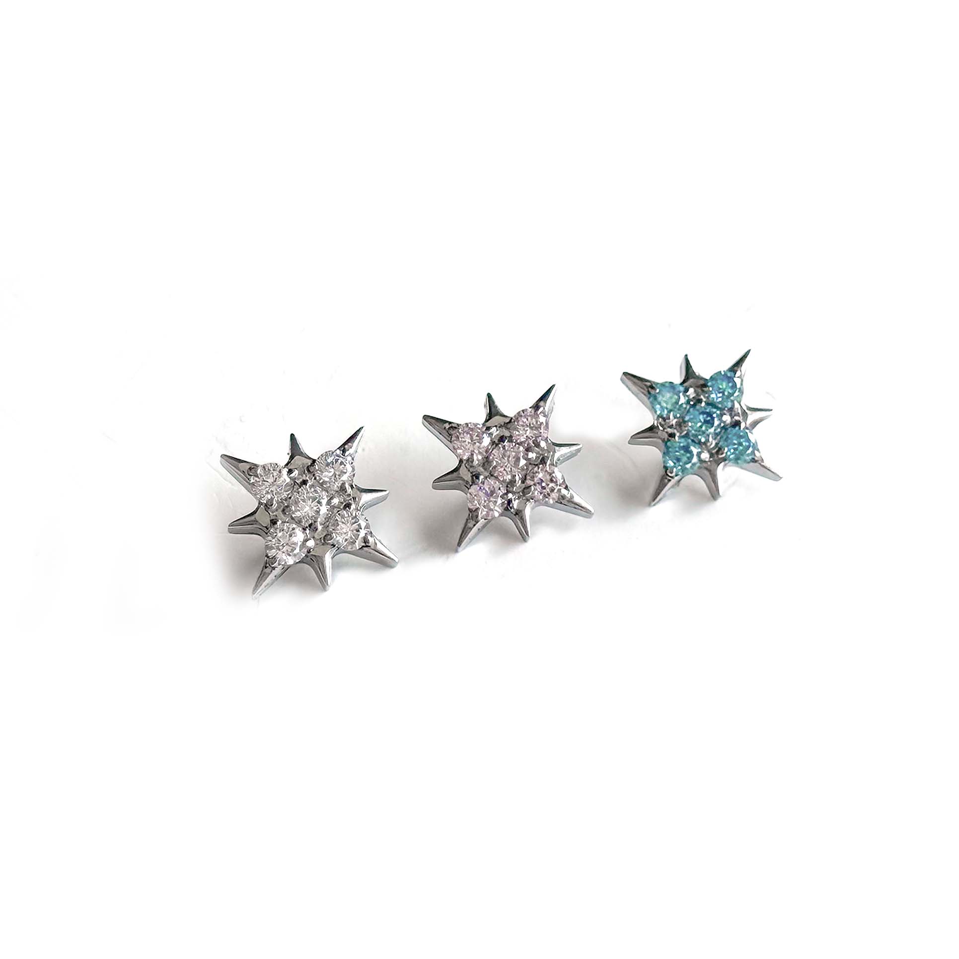 F136 Titanium 5-Stone 8-Point Star Ear Stud Helix Cartilage Piercing