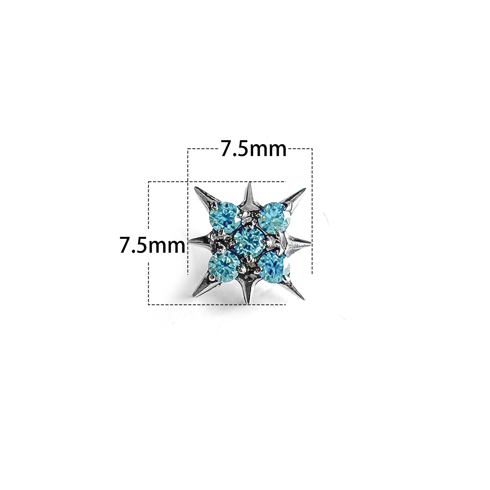 F136 Titanium 5-Stone 8-Point Star Ear Stud Helix Cartilage Piercing