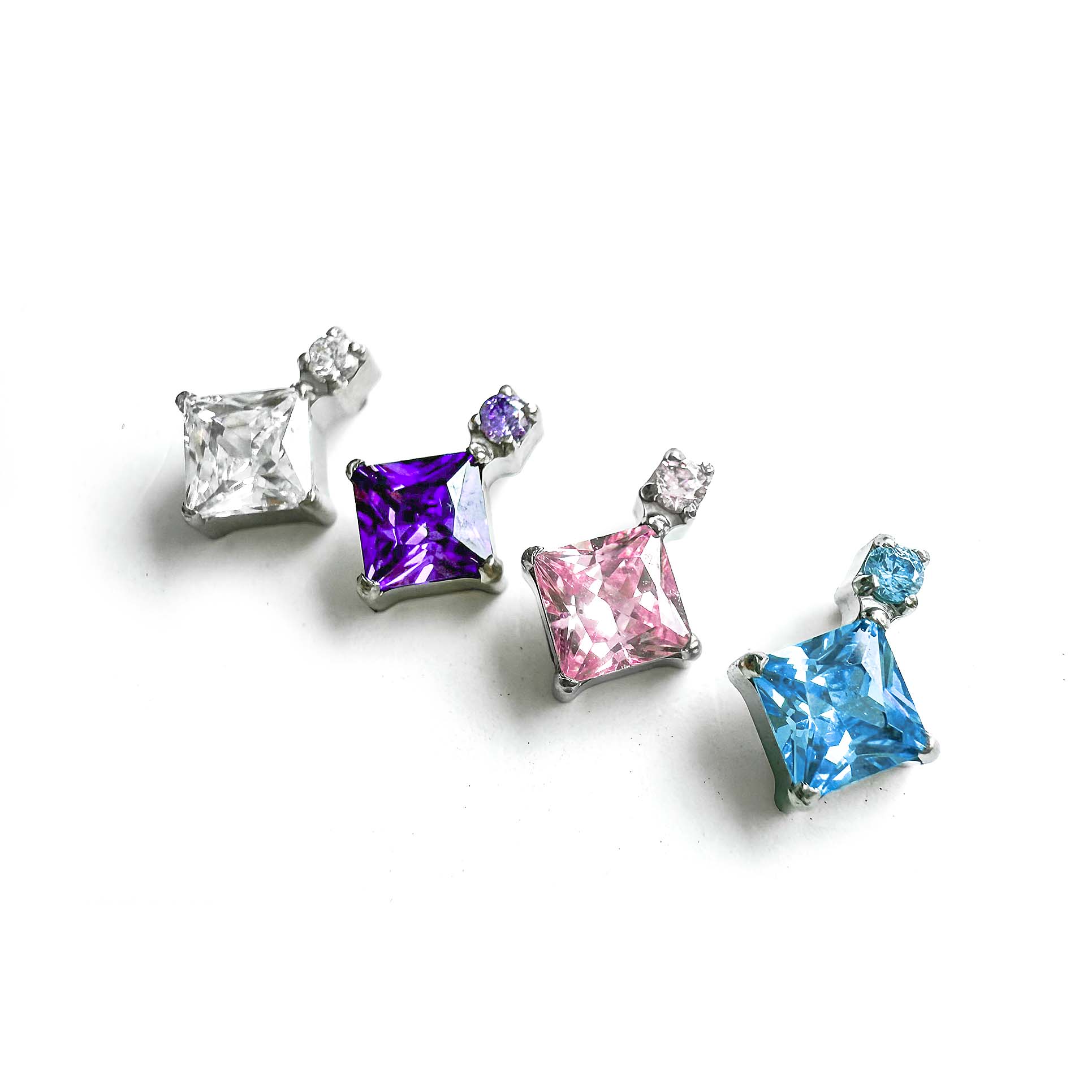 F136 Titanium Rock Candy CZ Ear Stud Helix Cartilage Piercing