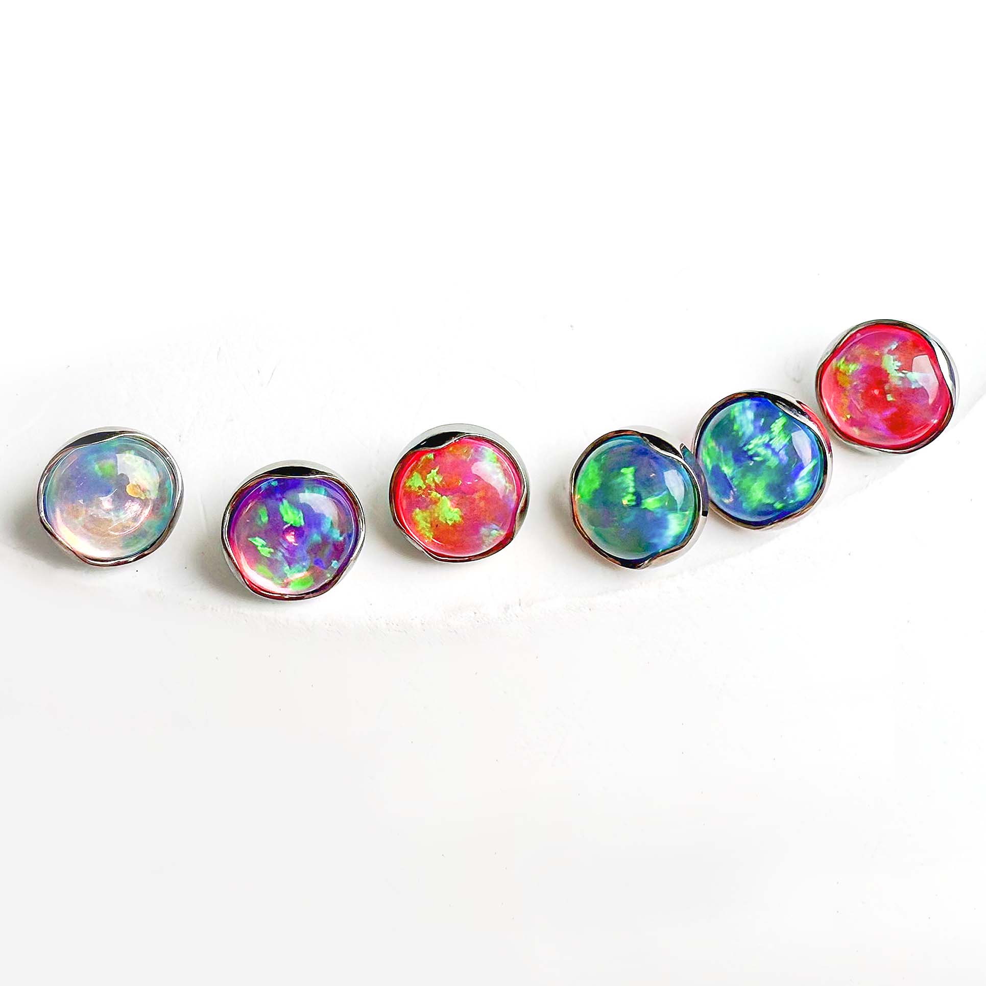 F136 Titanium Wavy Jelly Opal Ear Stud Helix Cartilage Piercing