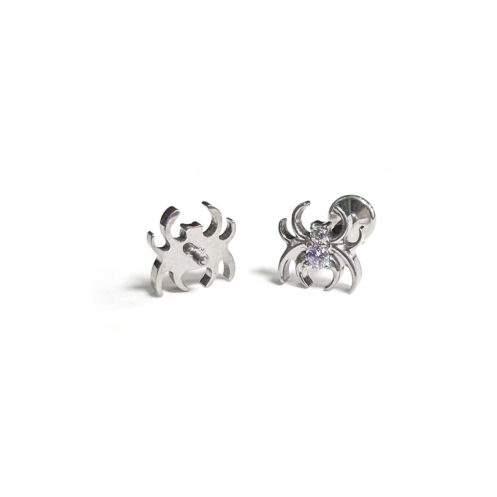 F136 Titanium 2-Stone Spider Ear Stud Helix Cartilage Piercing