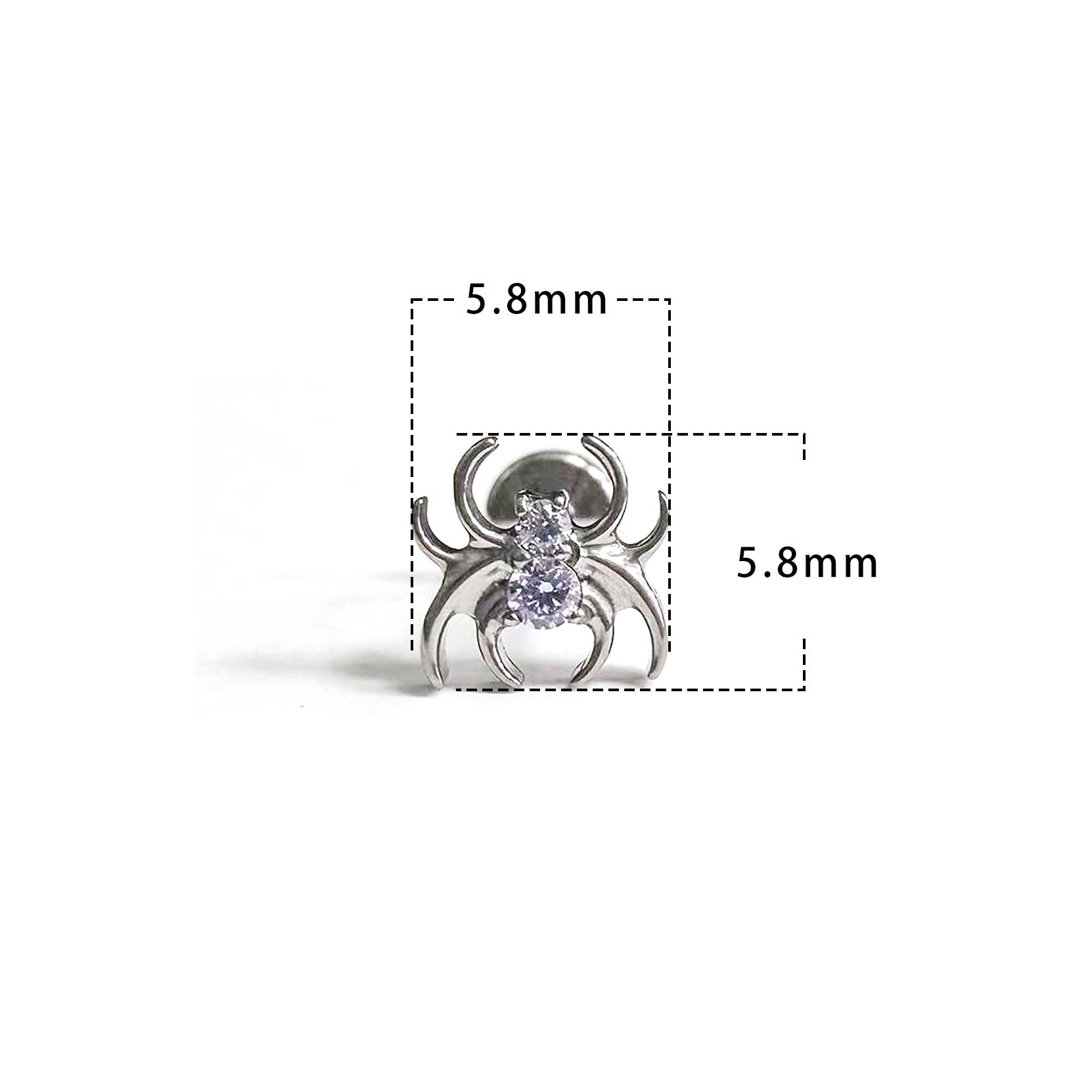 F136 Titanium 2-Stone Spider Ear Stud Helix Cartilage Piercing