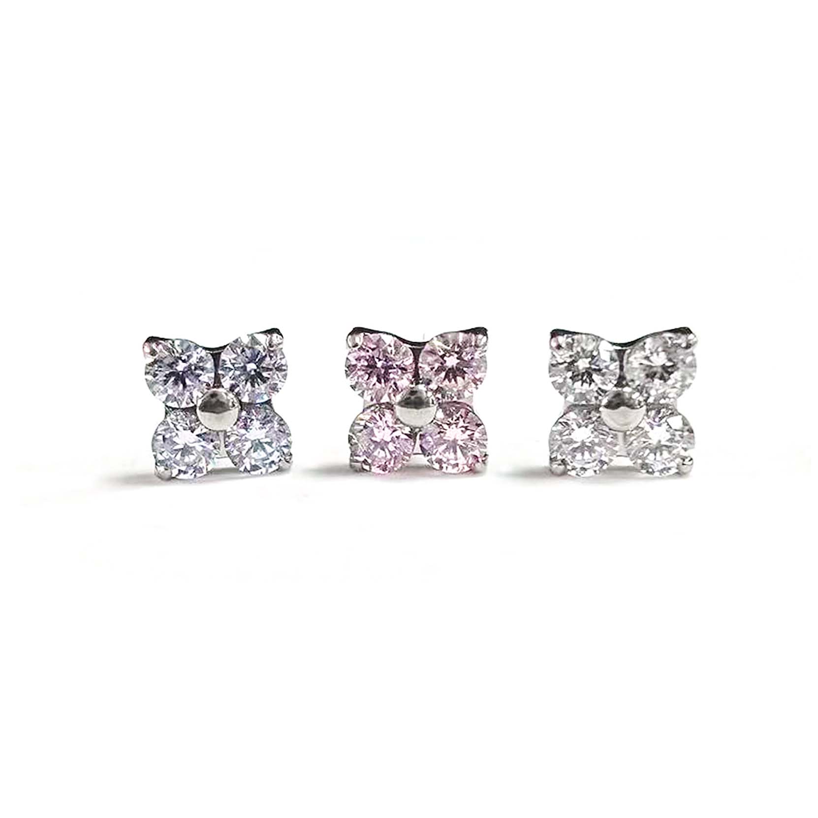 F136 Titanium 4-Round Flower Ear Stud Helix Cartilage Piercing