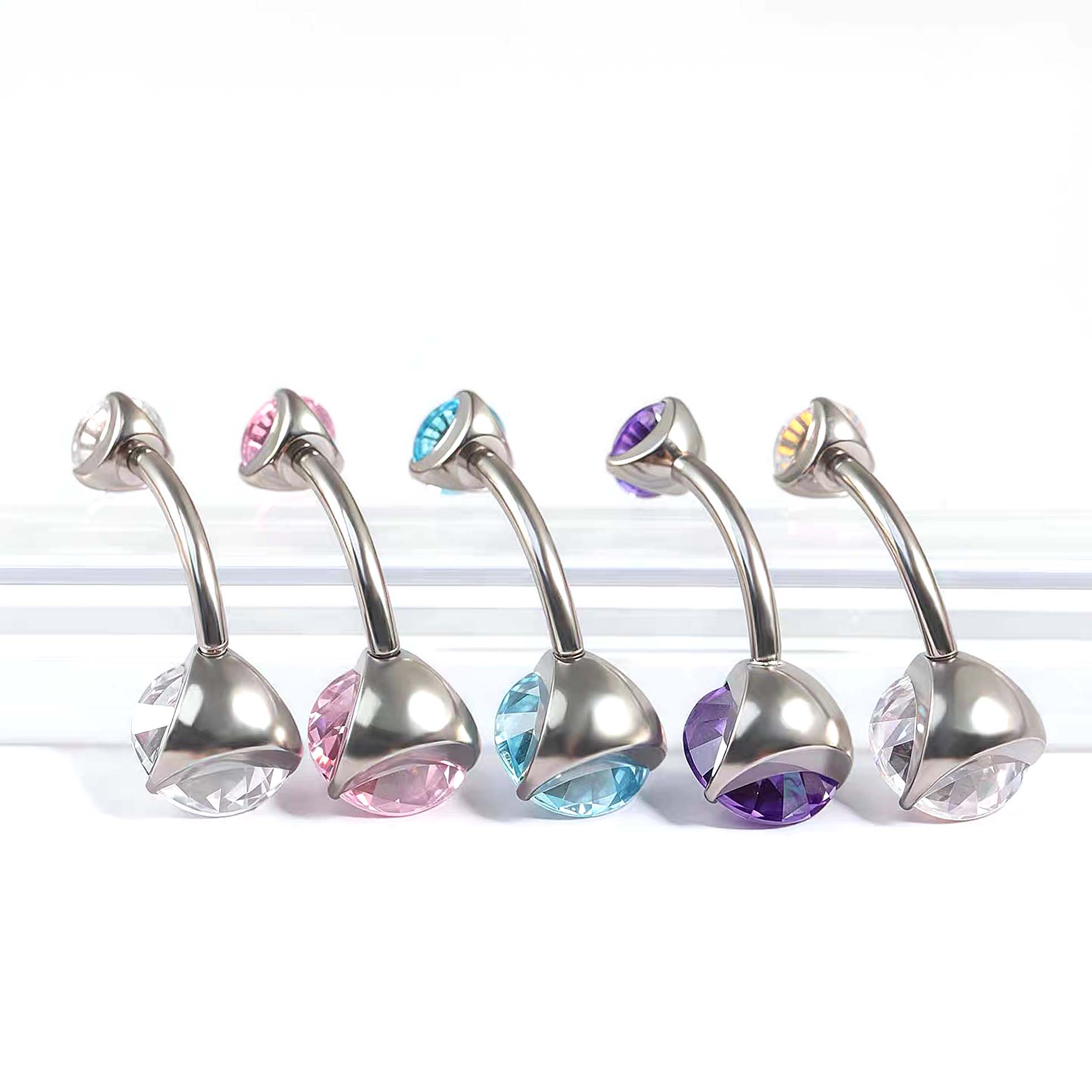 F136 Titanium 3-Prong Navel Ring Belly Button Piercing