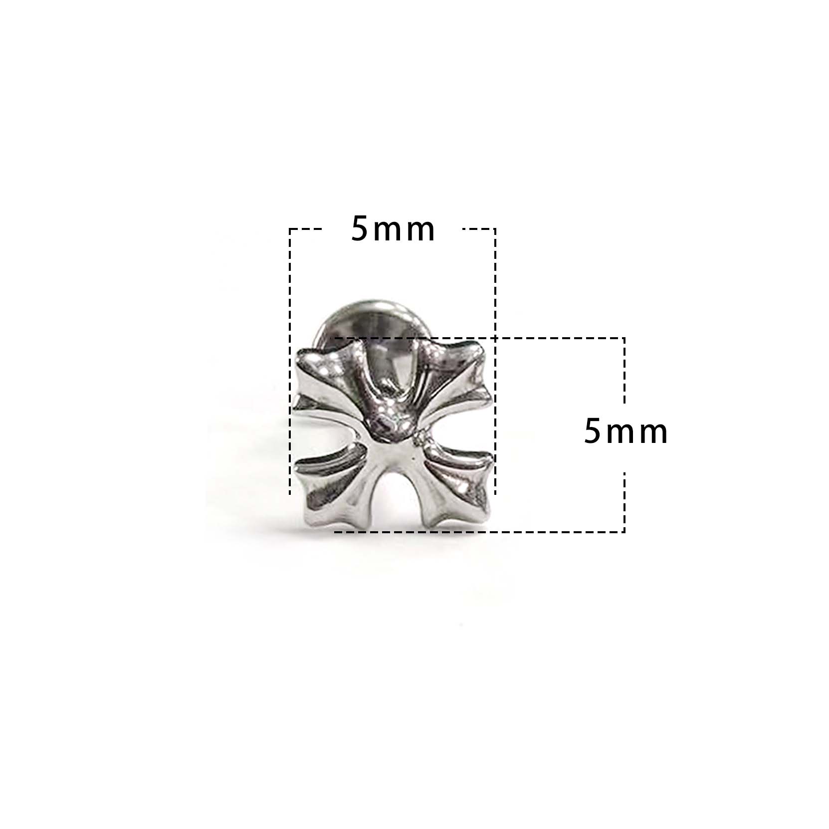 F136 Titanium Chrome Heart Cross No.2 Ear Stud Helix Cartilage Piercing