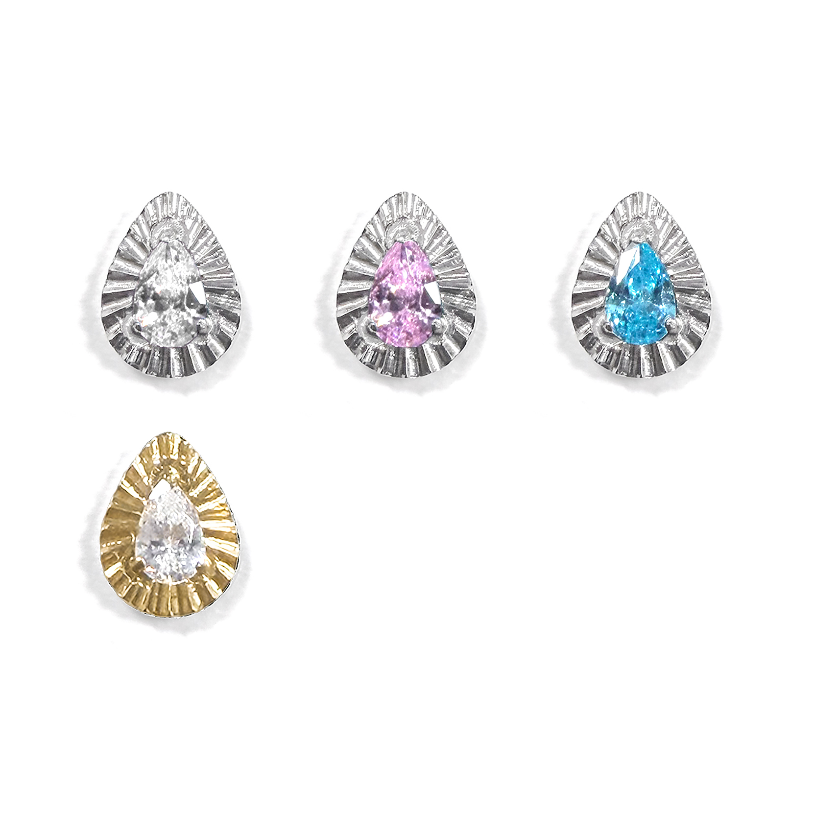 F136 Titanium Embossed Teardrop Ear Stud Helix Cartilage Piercing