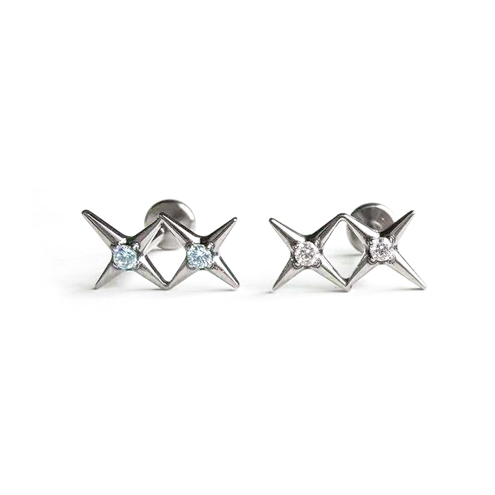 F136 Titanium Twin Star Ear Stud Helix Cartilage Piercing