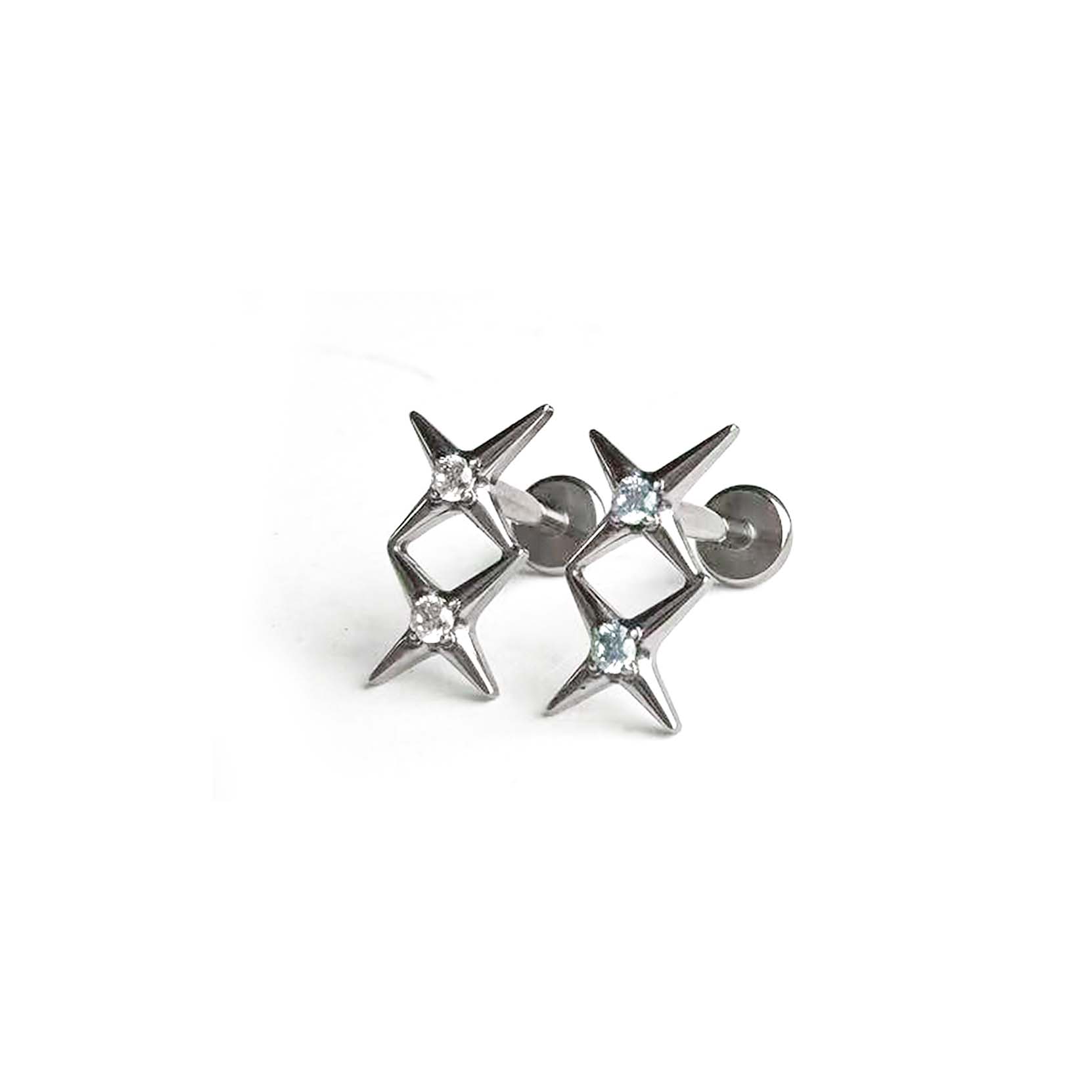 F136 Titanium Twin Star Ear Stud Helix Cartilage Piercing