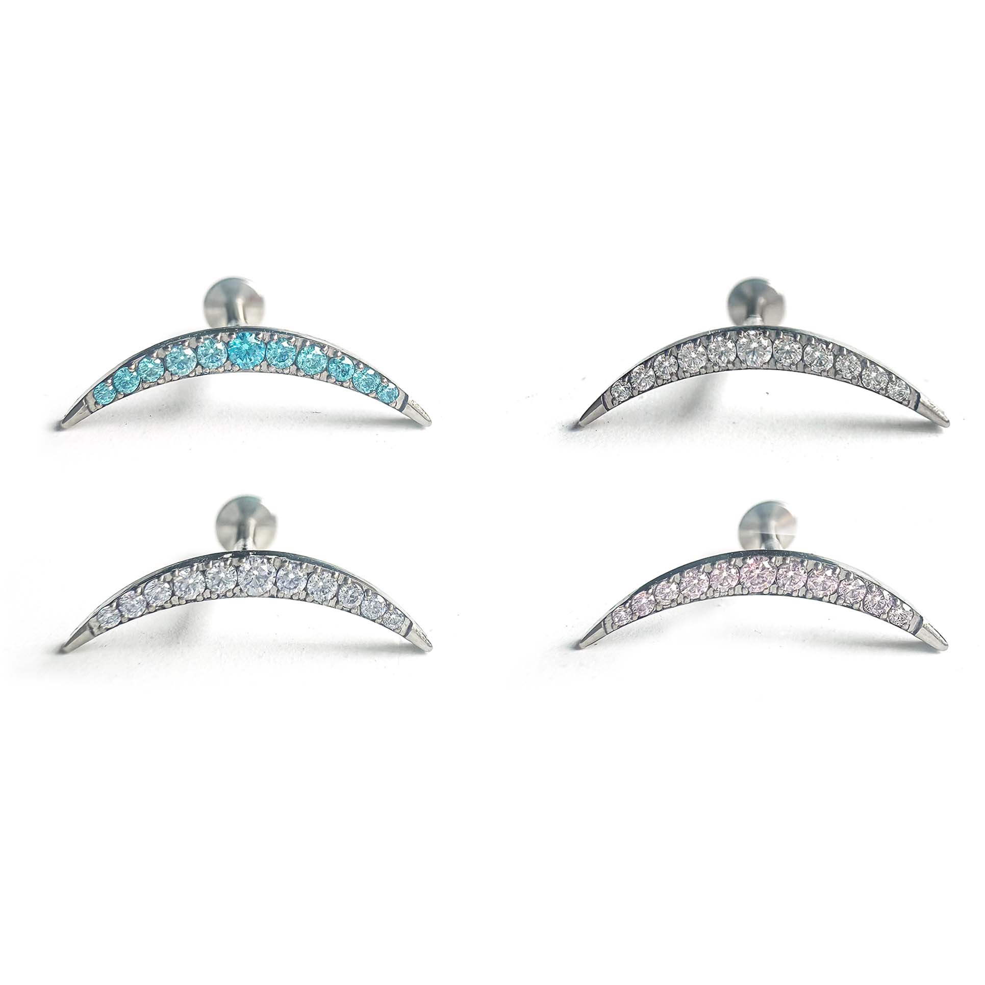 F136 Titanium Big Crescent Moon Ear Stud Helix Cartilage Piercing