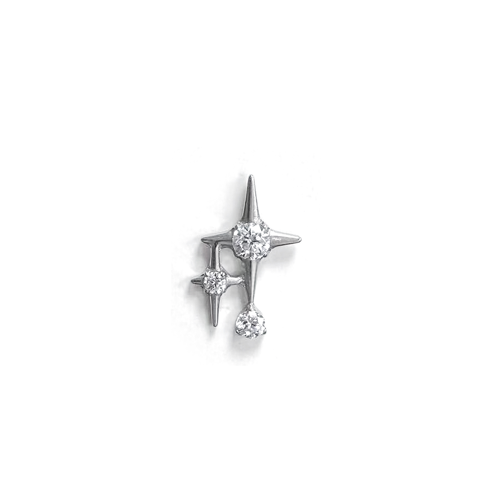 F136 Titanium 3-Stone Twin Star Ear Stud Helix Cartilage Piercing